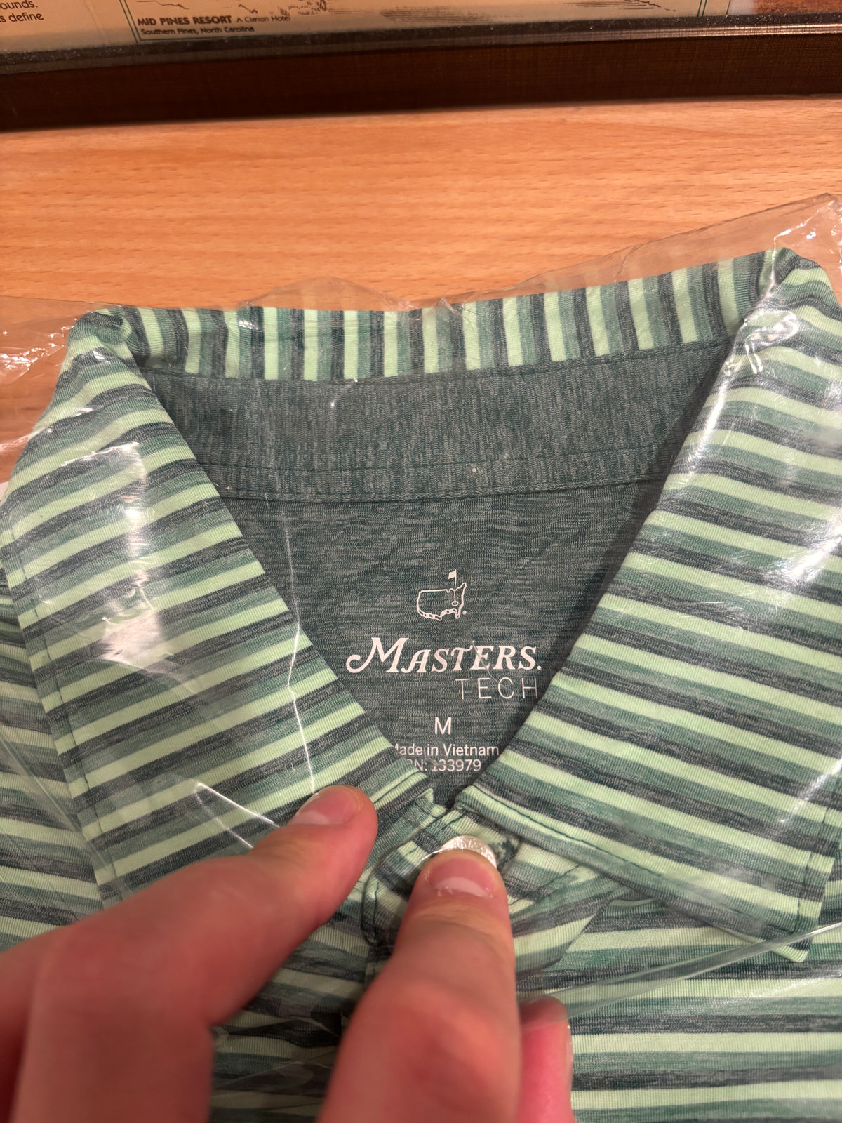 Masters Tech Augusta National Logo Polo Green Stripe