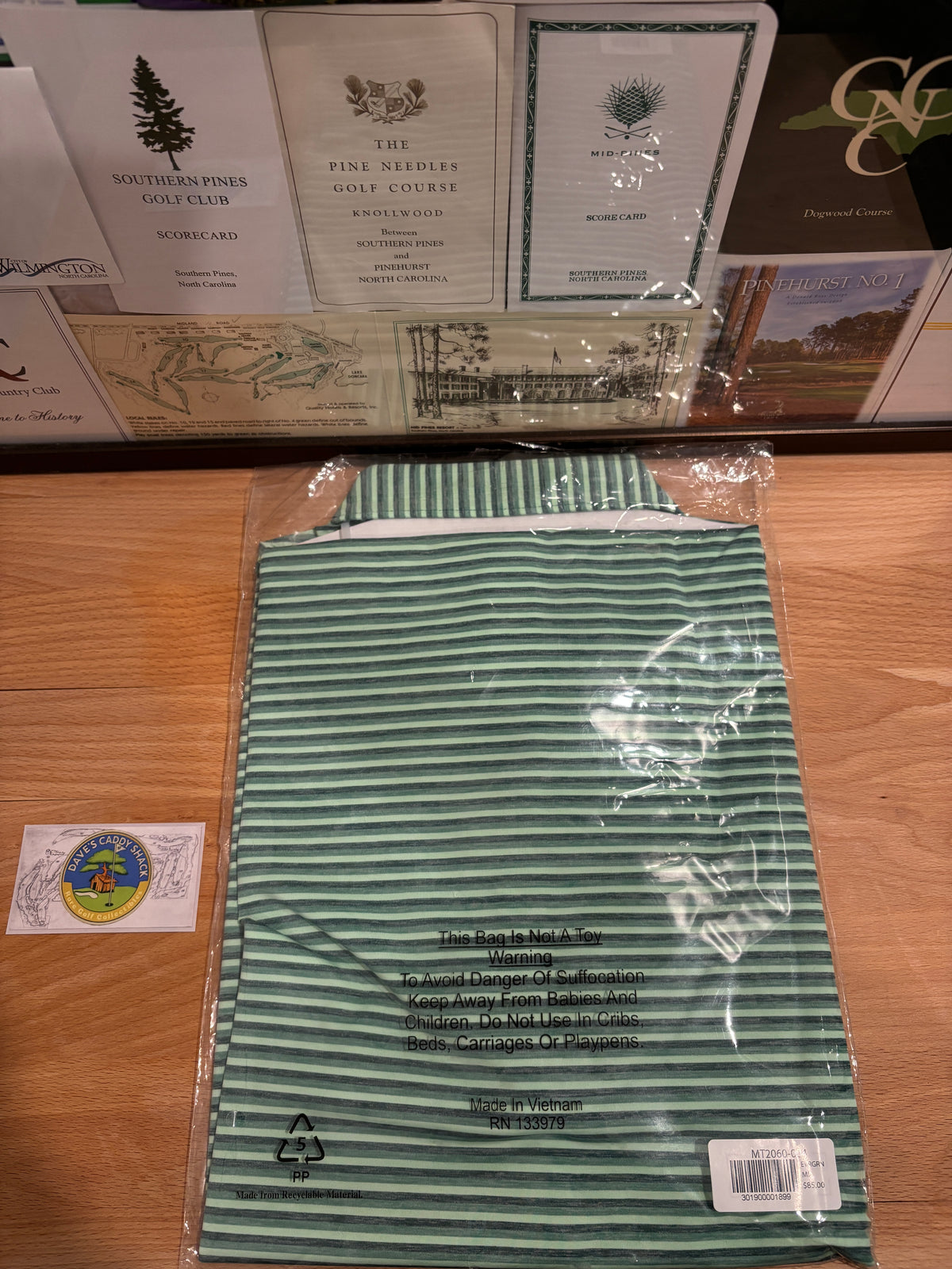 Masters Tech Augusta National Logo Polo Green Stripe