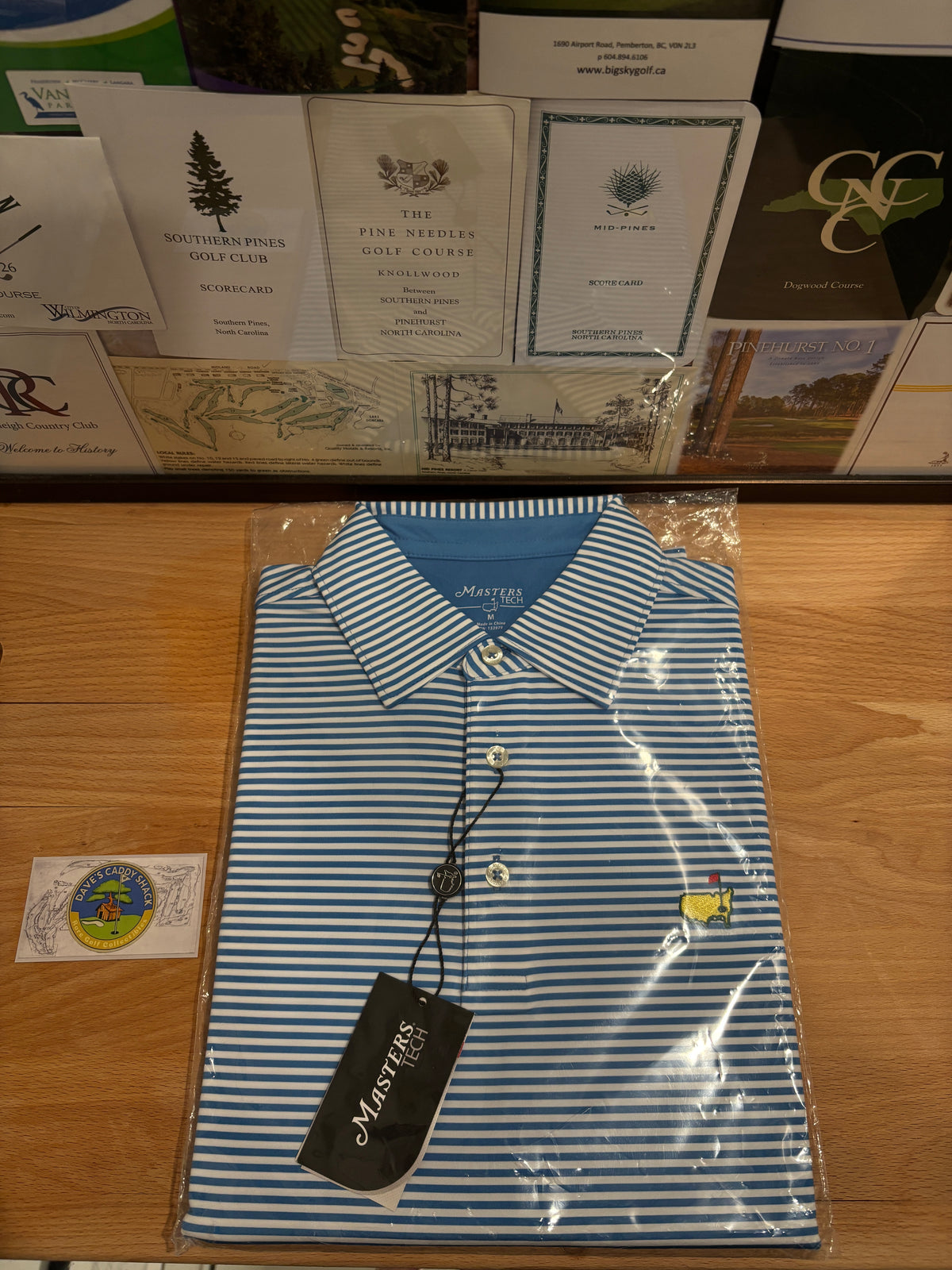 Masters Tech Augusta National Logo Polo Blue Stripe