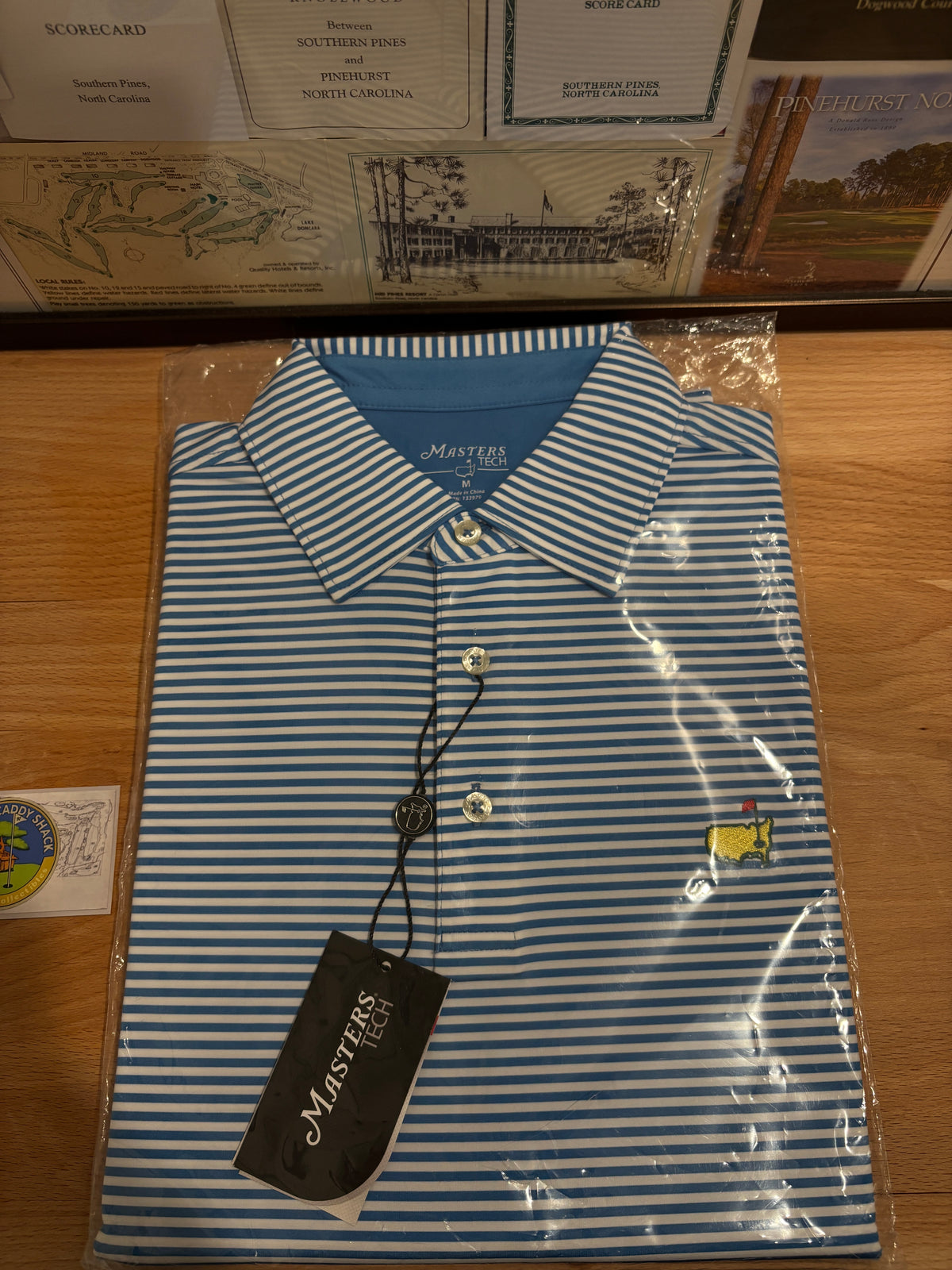 Masters Tech Augusta National Logo Polo Blue Stripe