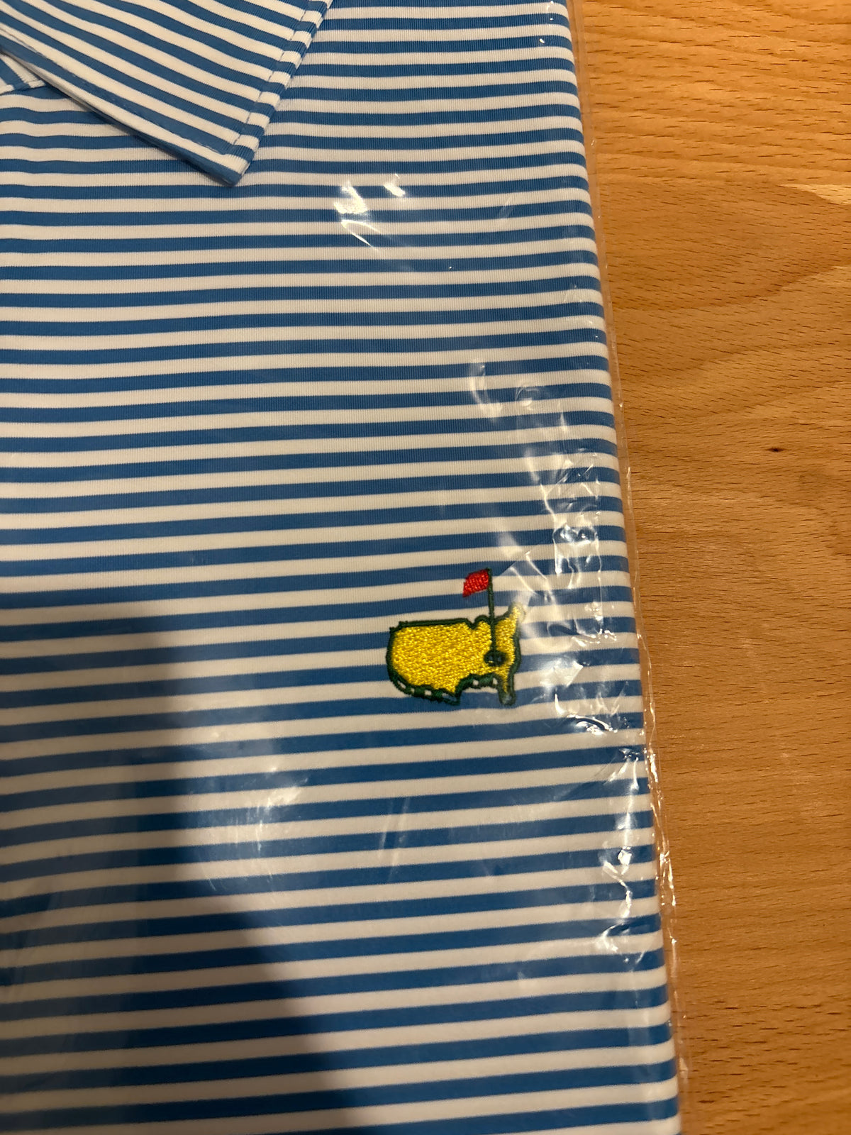 Masters Tech Augusta National Logo Polo Blue Stripe