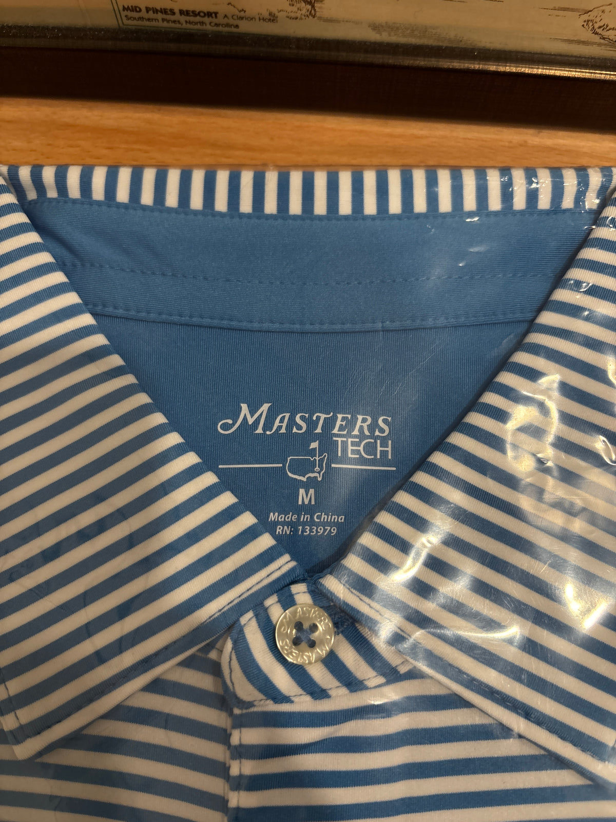 Masters Tech Augusta National Logo Polo Blue Stripe