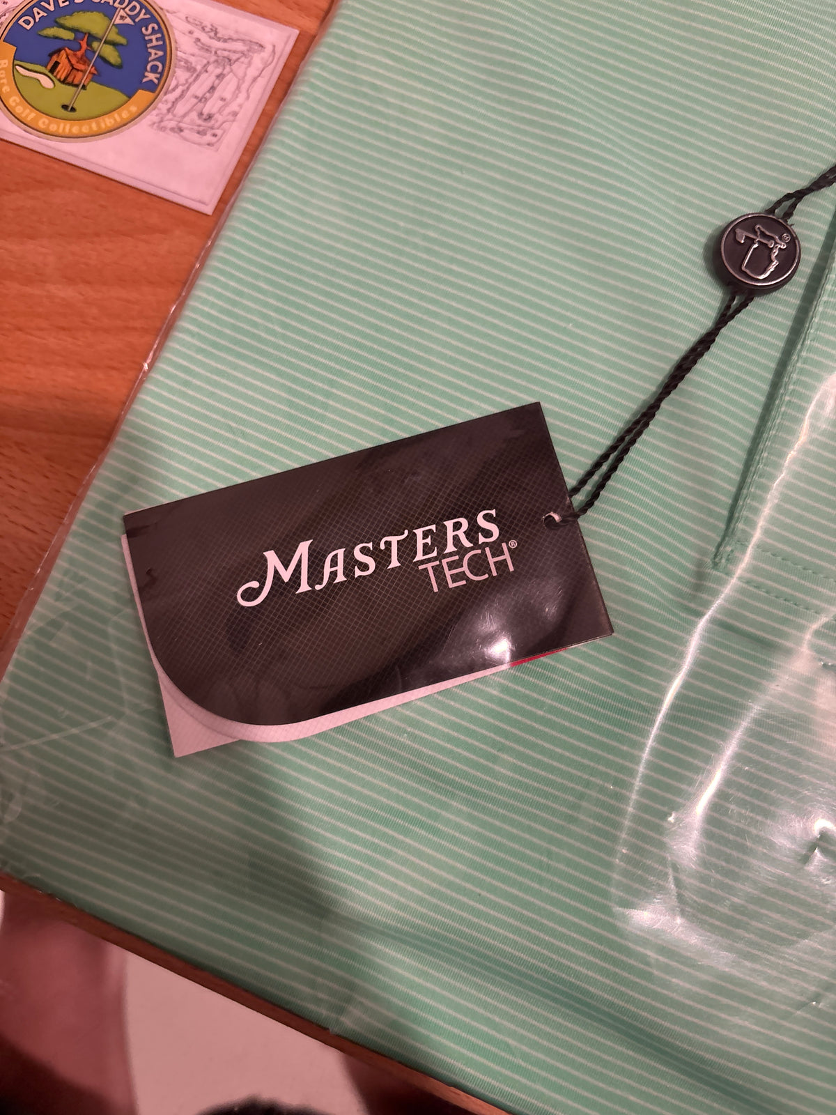 Masters Tech Augusta National Logo Polo Mint Green Pin Stripe