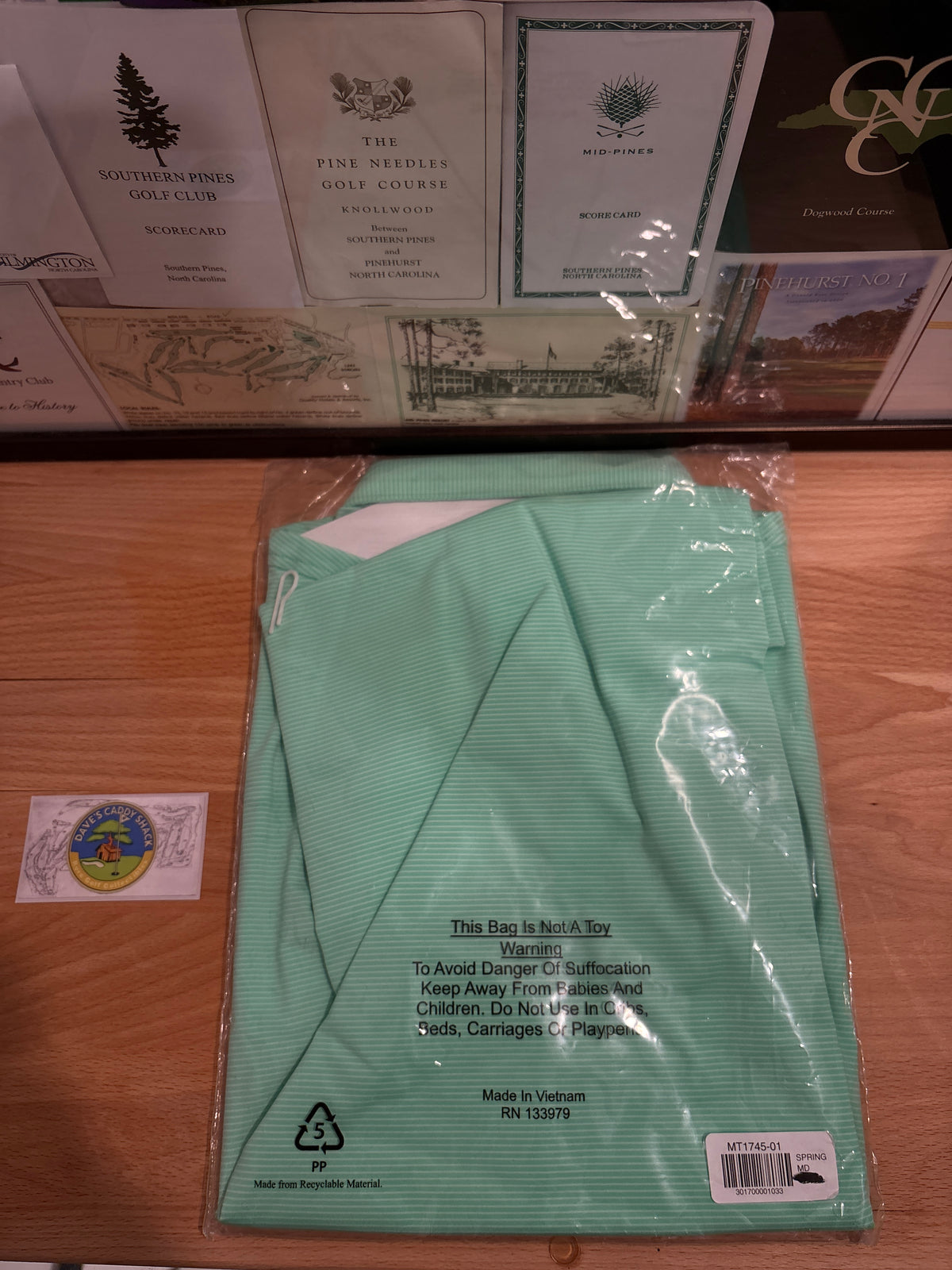 Masters Tech Augusta National Logo Polo Mint Green Pin Stripe