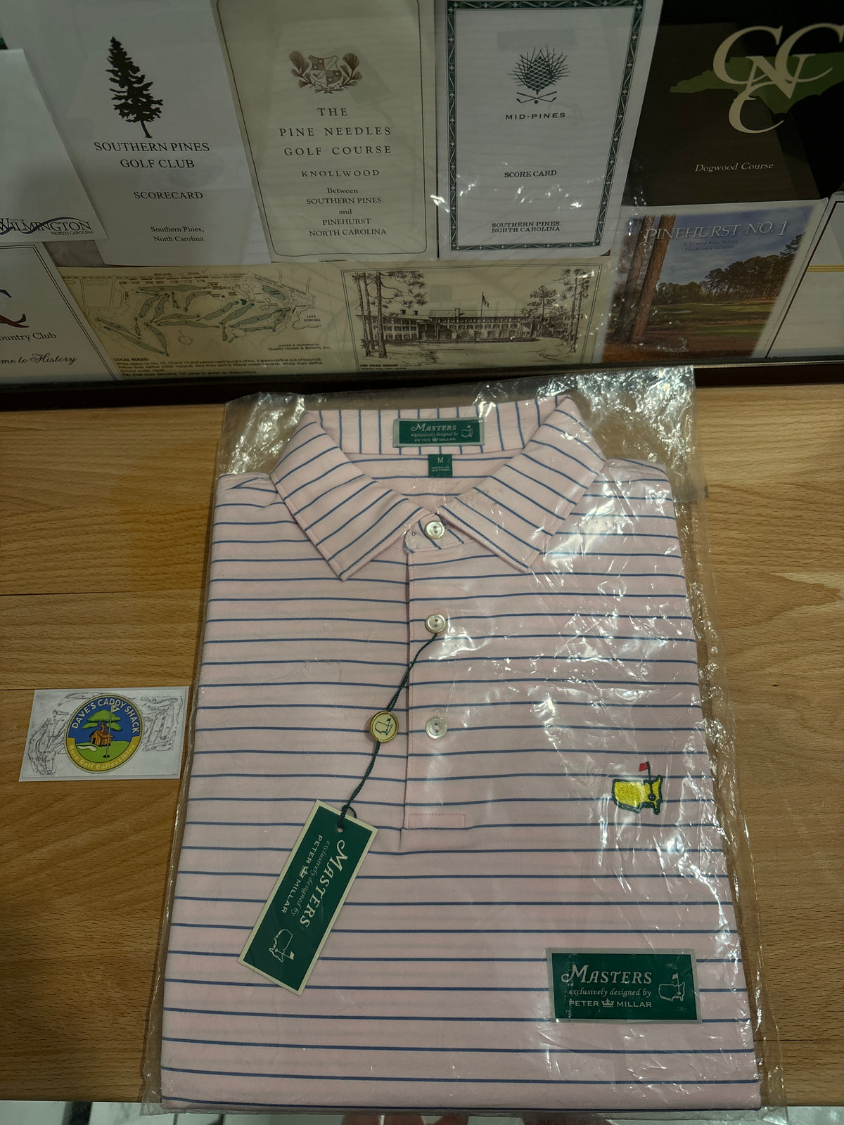 Masters Peter Millar Augusta National Logo Polo Light Pink Stripes