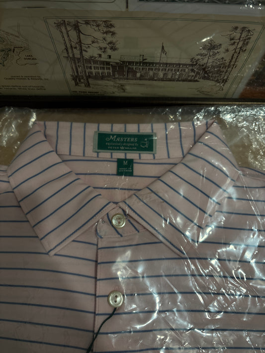 Masters Peter Millar Augusta National Logo Polo Light Pink Stripes