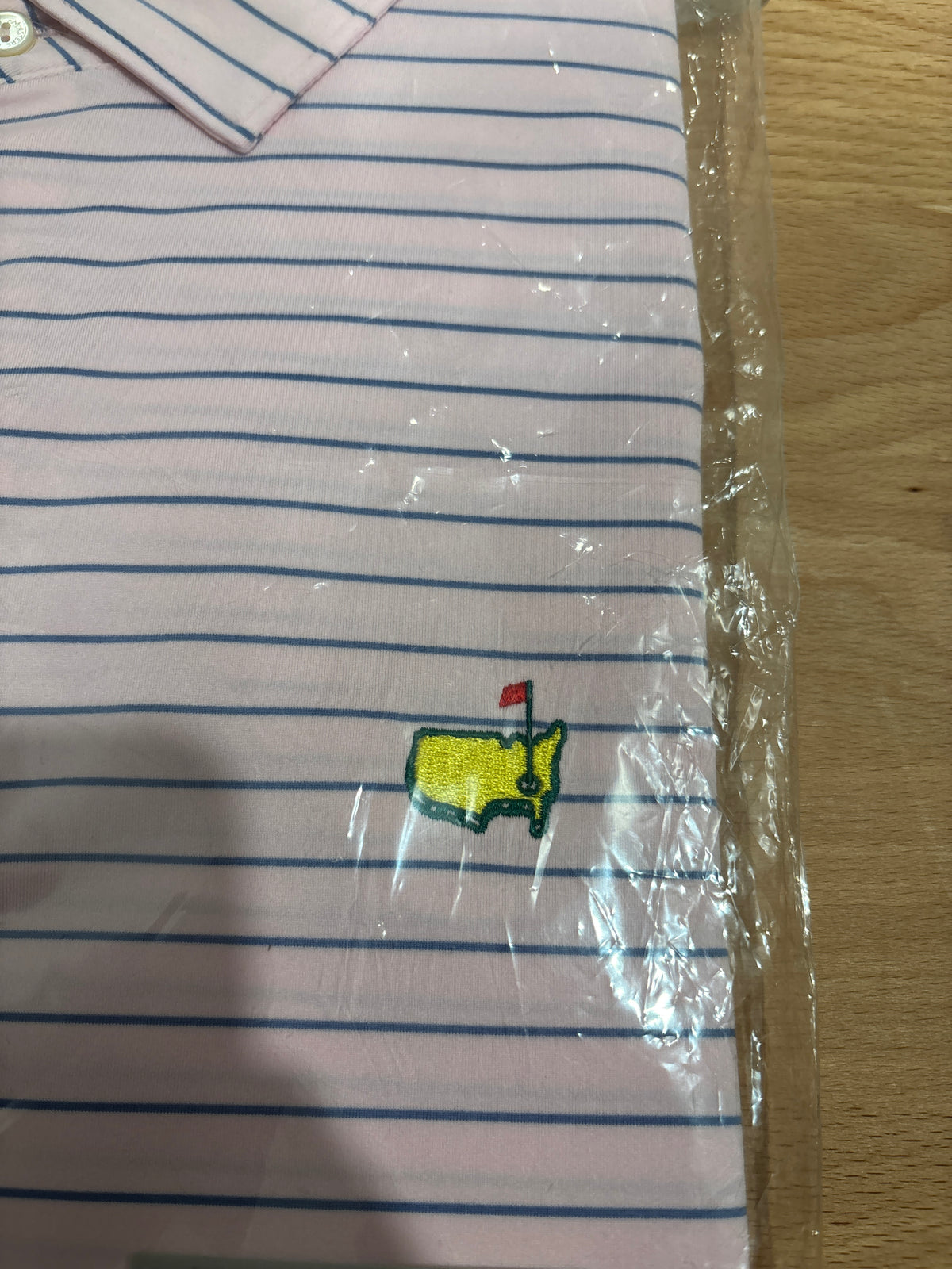 Masters Peter Millar Augusta National Logo Polo Light Pink Stripes