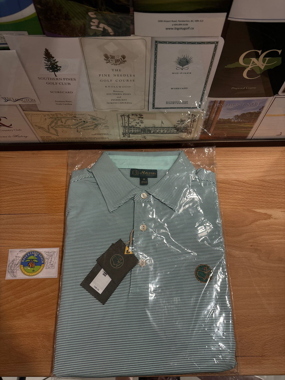 Masters Berckmans Place Augusta National Logo Polo Light Blue Stripes