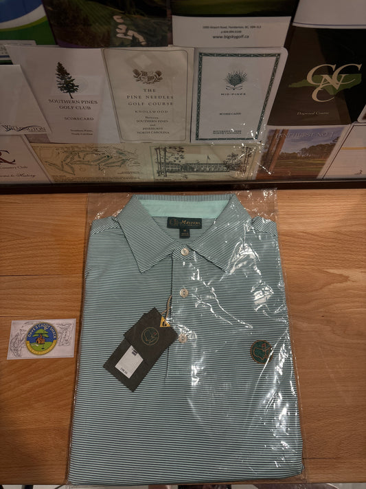 Masters Berckmans Place Augusta National Logo Polo Light Blue Stripes