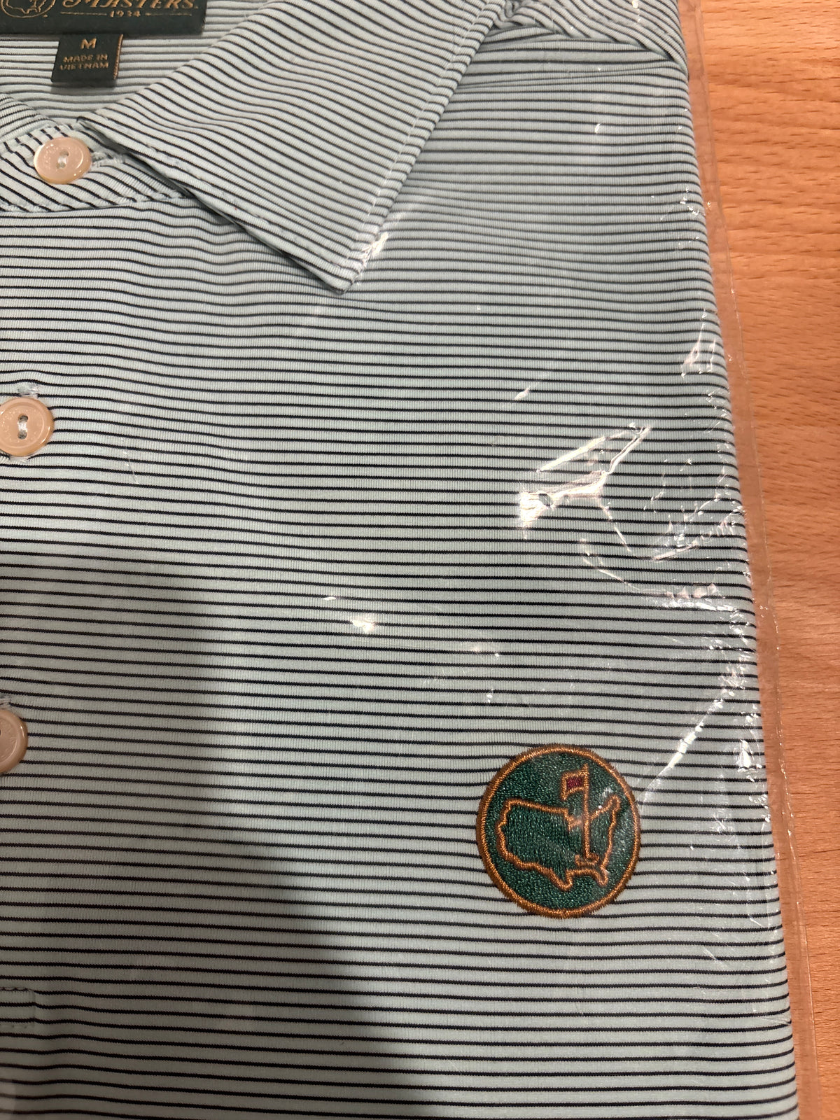 Masters Berckmans Place Augusta National Logo Polo Light Blue Stripes