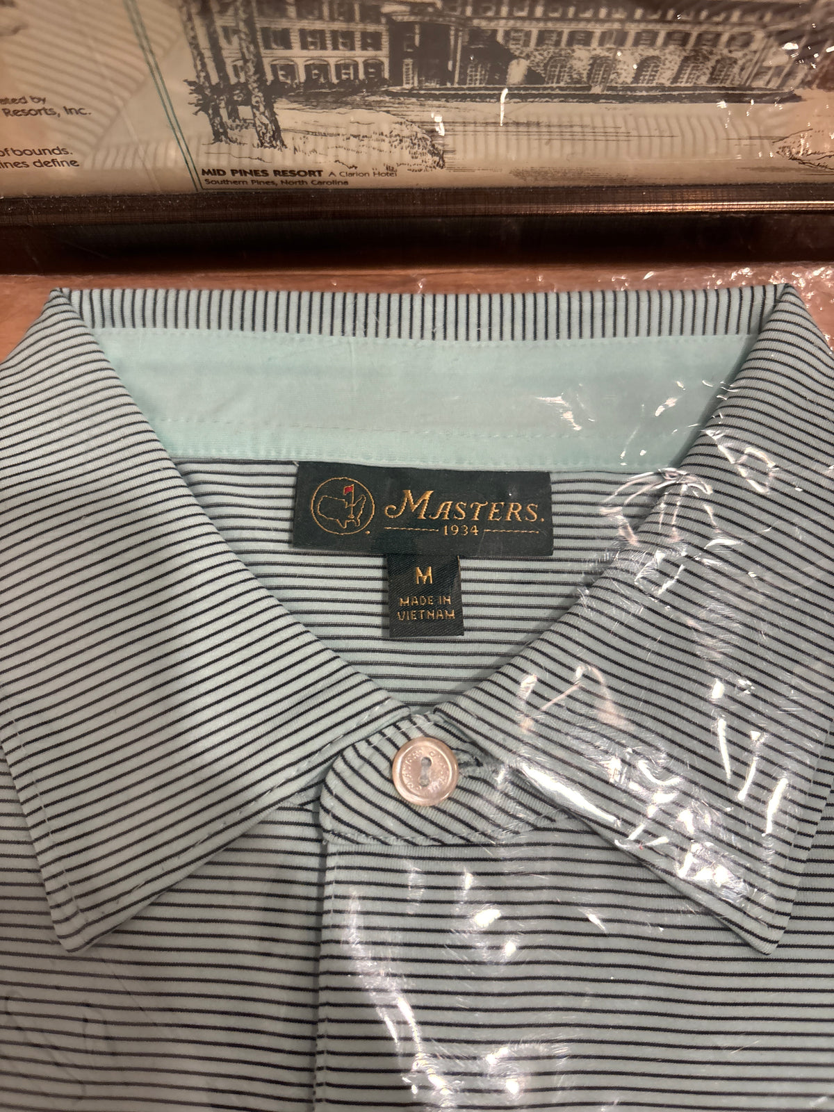 Masters Berckmans Place Augusta National Logo Polo Light Blue Stripes