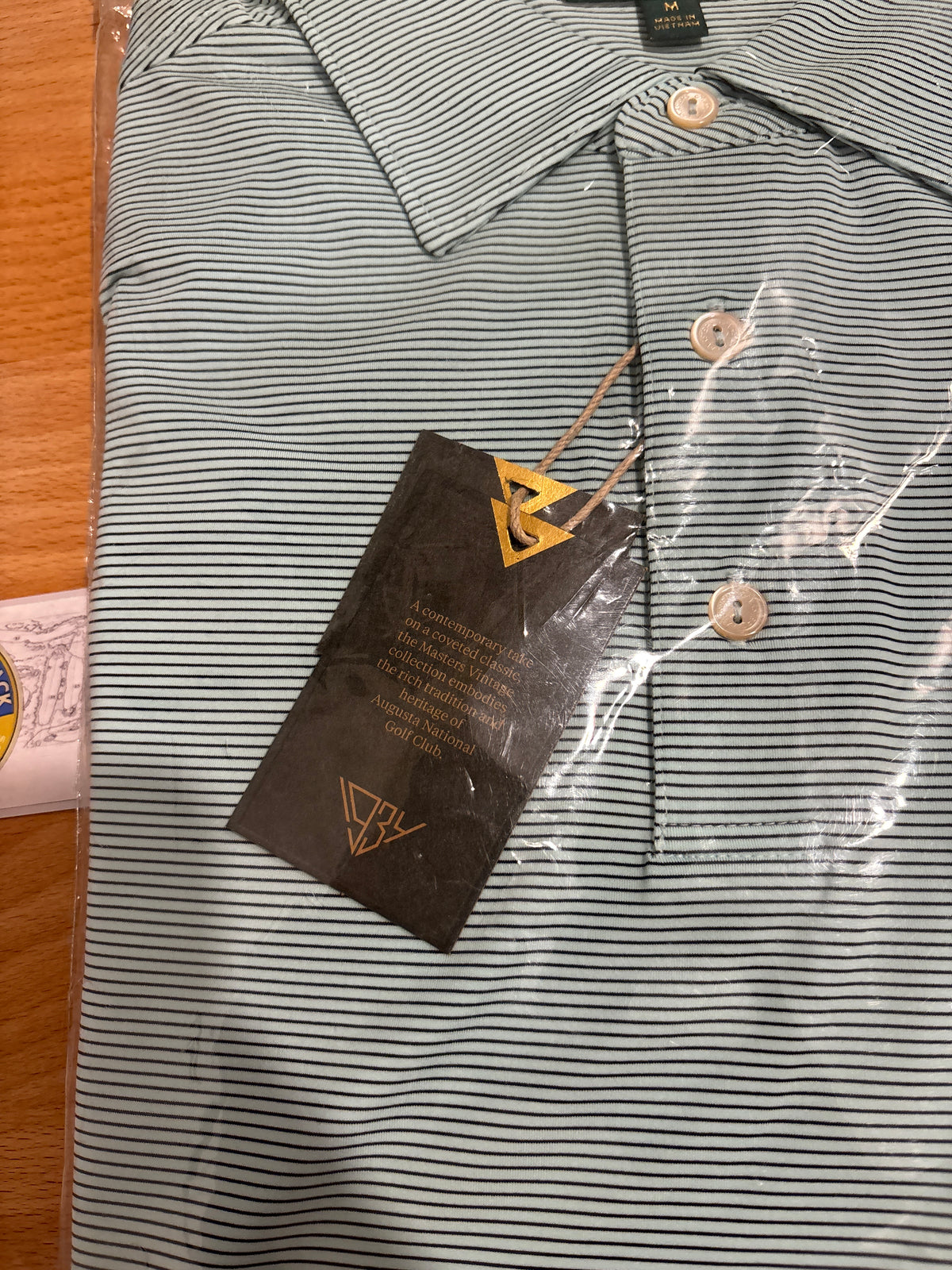 Masters Berckmans Place Augusta National Logo Polo Light Blue Stripes