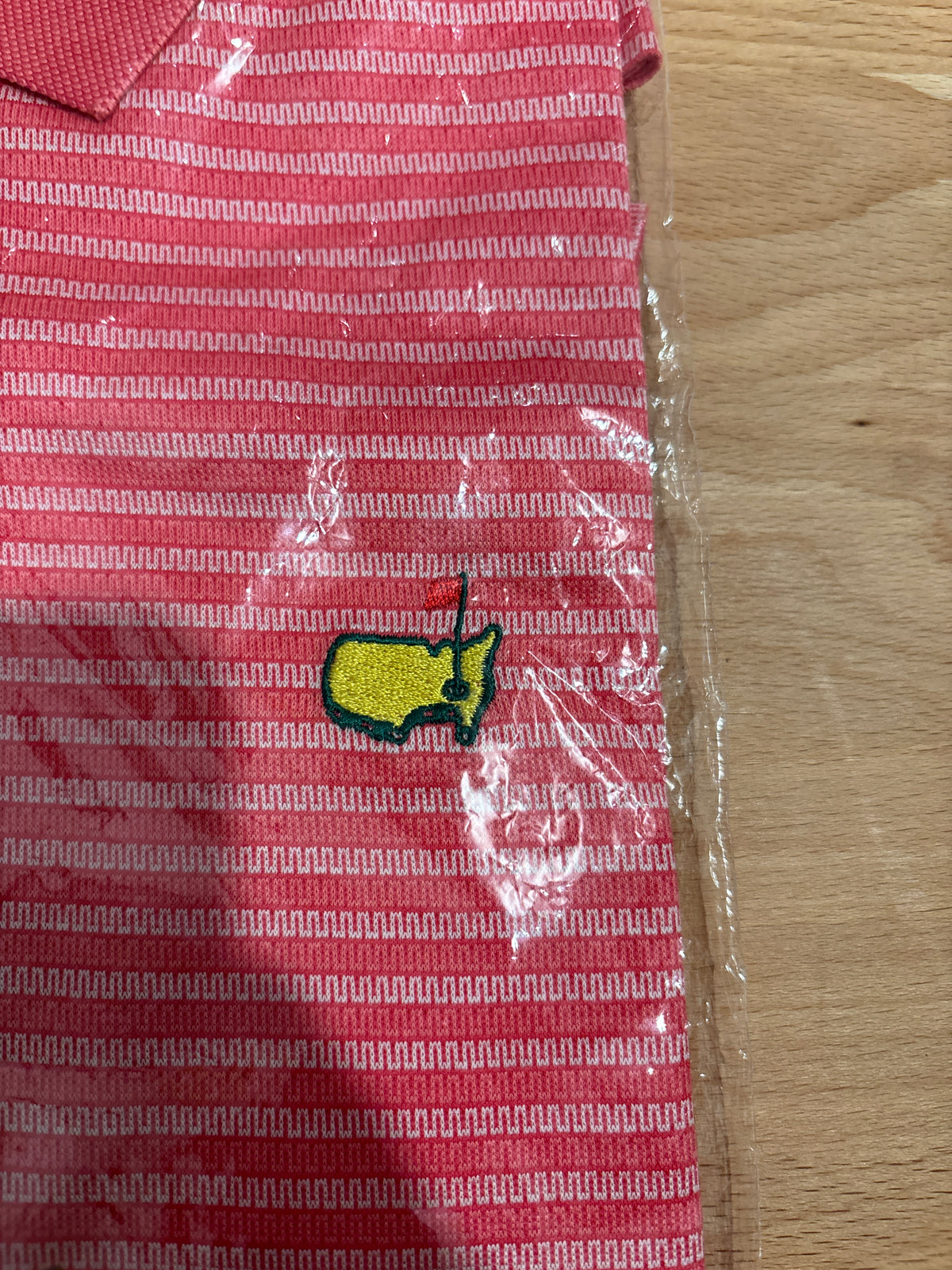 Masters Clubhouse Collection Augusta National Logo Polo Pink Stripe