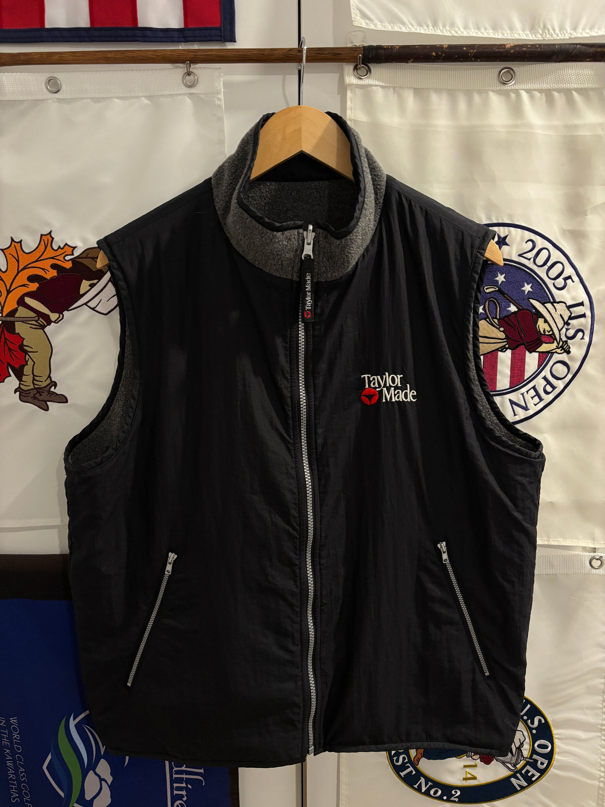 Vintage Taylormade Classic Logo Reversible Fleece Vest Gray/Black