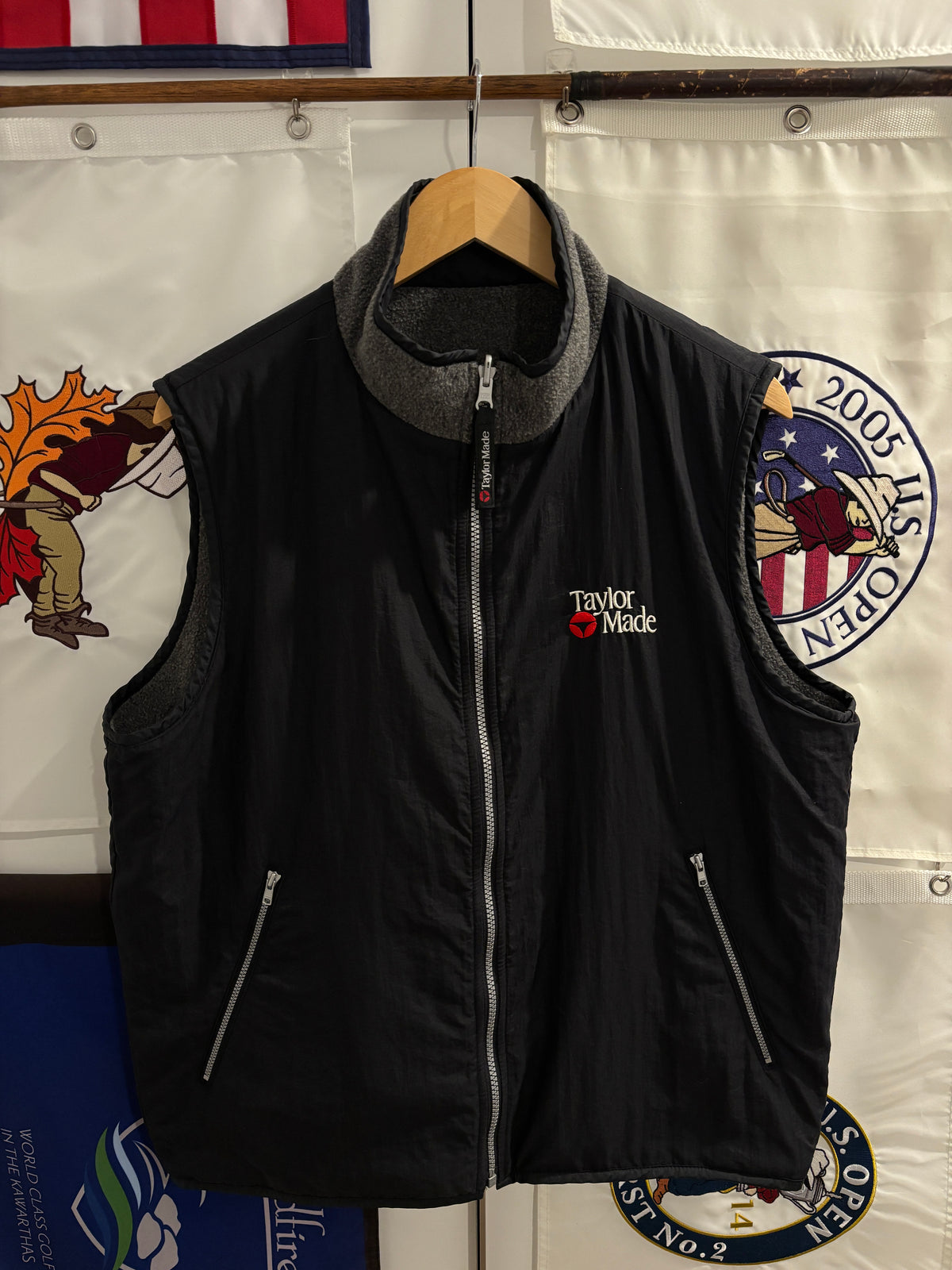 Vintage Taylormade Classic Logo Reversible Fleece Vest Gray/Black