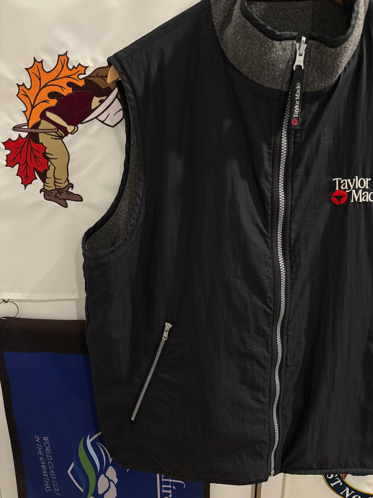 Vintage Taylormade Classic Logo Reversible Fleece Vest Gray/Black