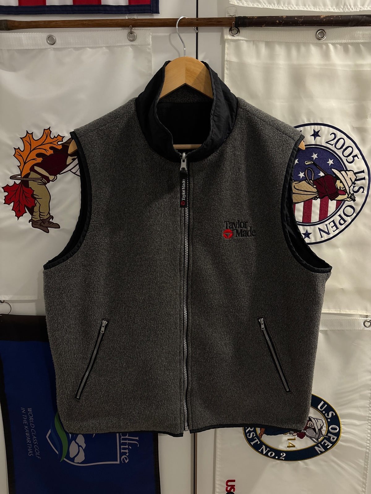 Vintage Taylormade Classic Logo Reversible Fleece Vest Gray/Black