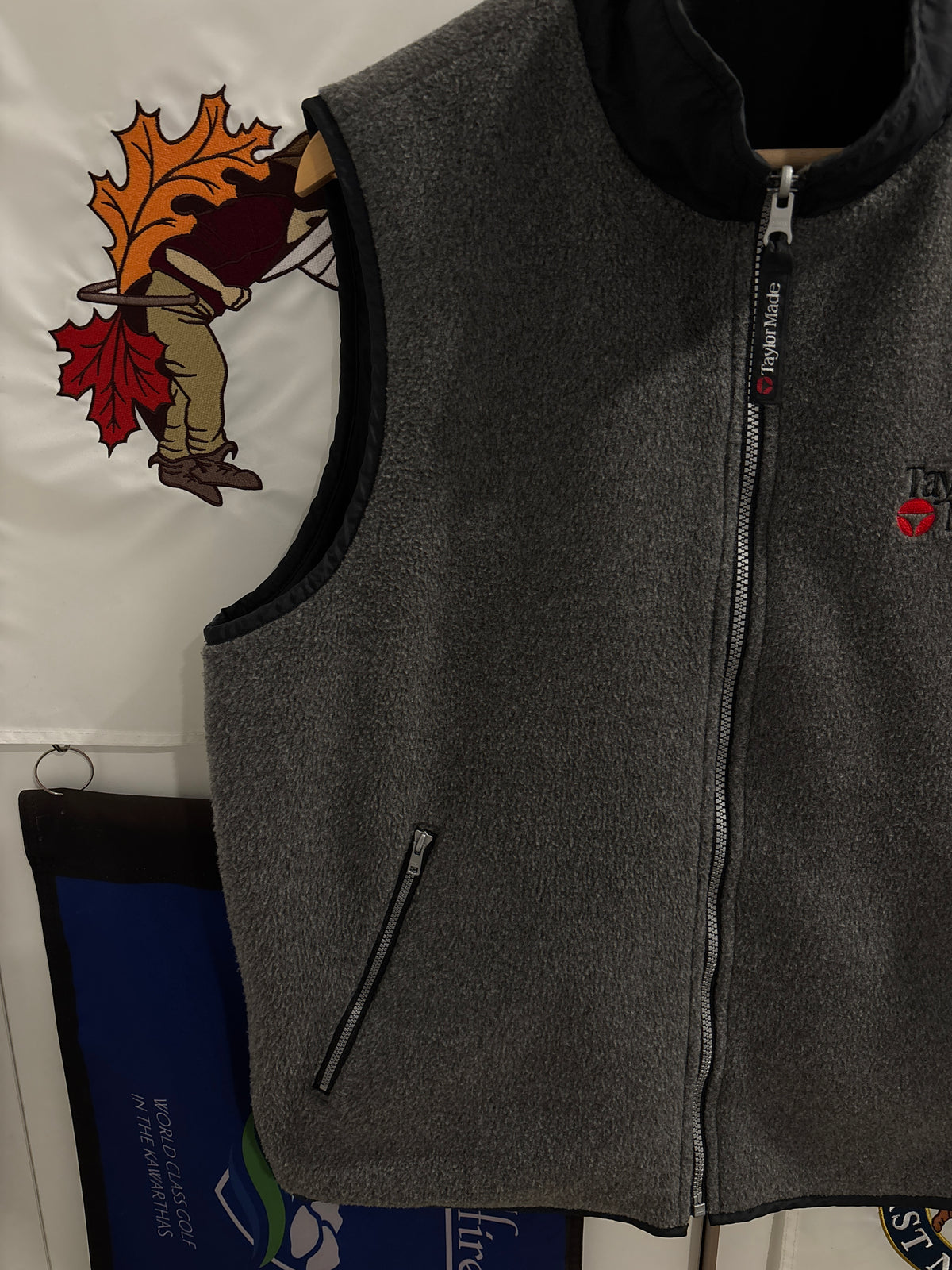 Vintage Taylormade Classic Logo Reversible Fleece Vest Gray/Black