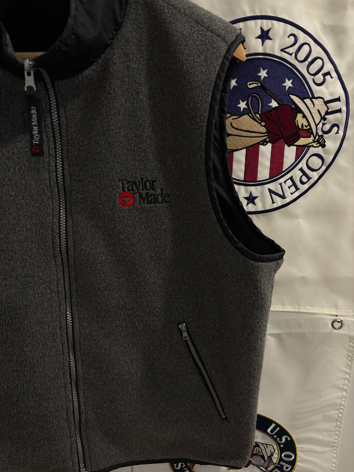 Vintage Taylormade Classic Logo Reversible Fleece Vest Gray/Black
