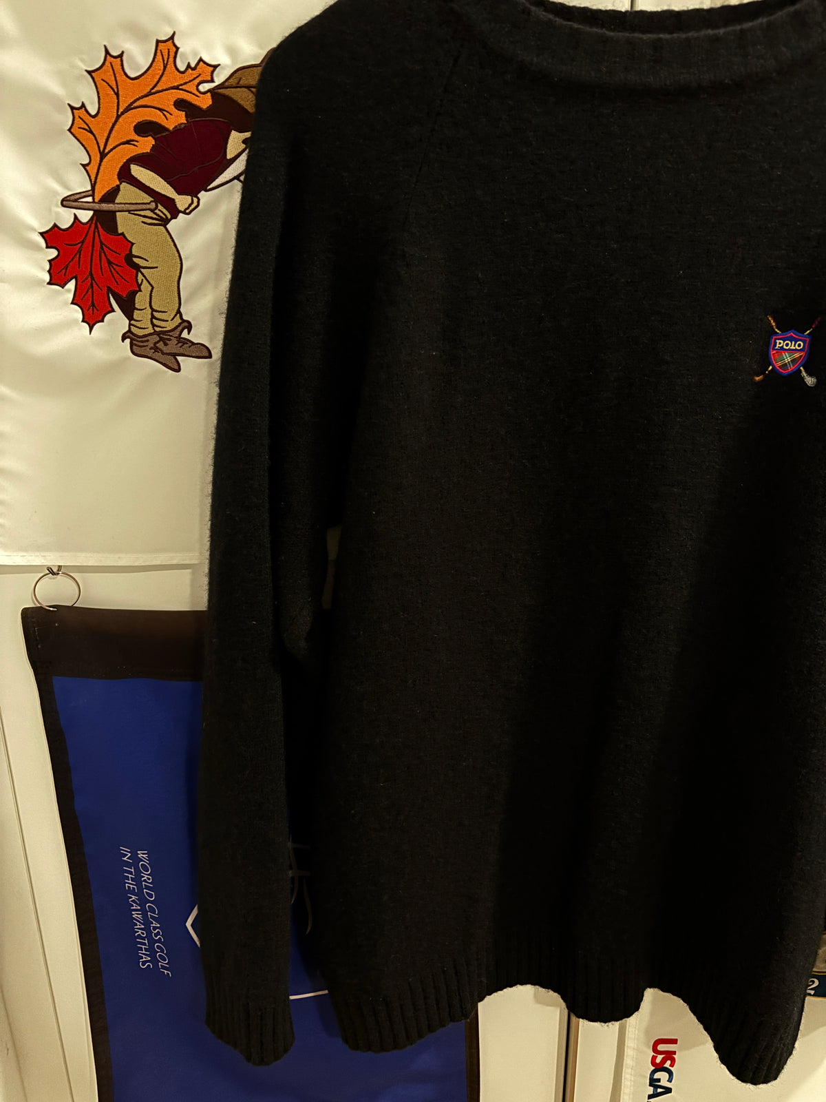 Vintage Polo Ralph Lauren Golf Club Logo Lambswool Sweater Black