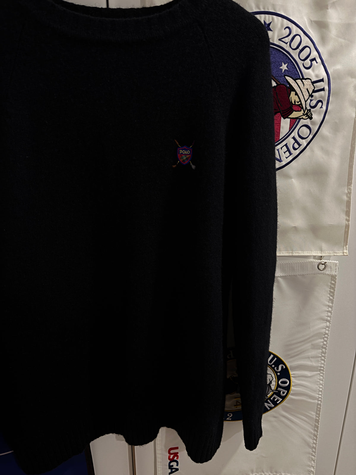 Vintage Polo Ralph Lauren Golf Club Logo Lambswool Sweater Black
