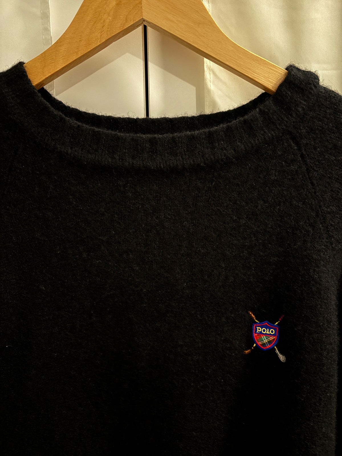 Vintage Polo Ralph Lauren Golf Club Logo Lambswool Sweater Black