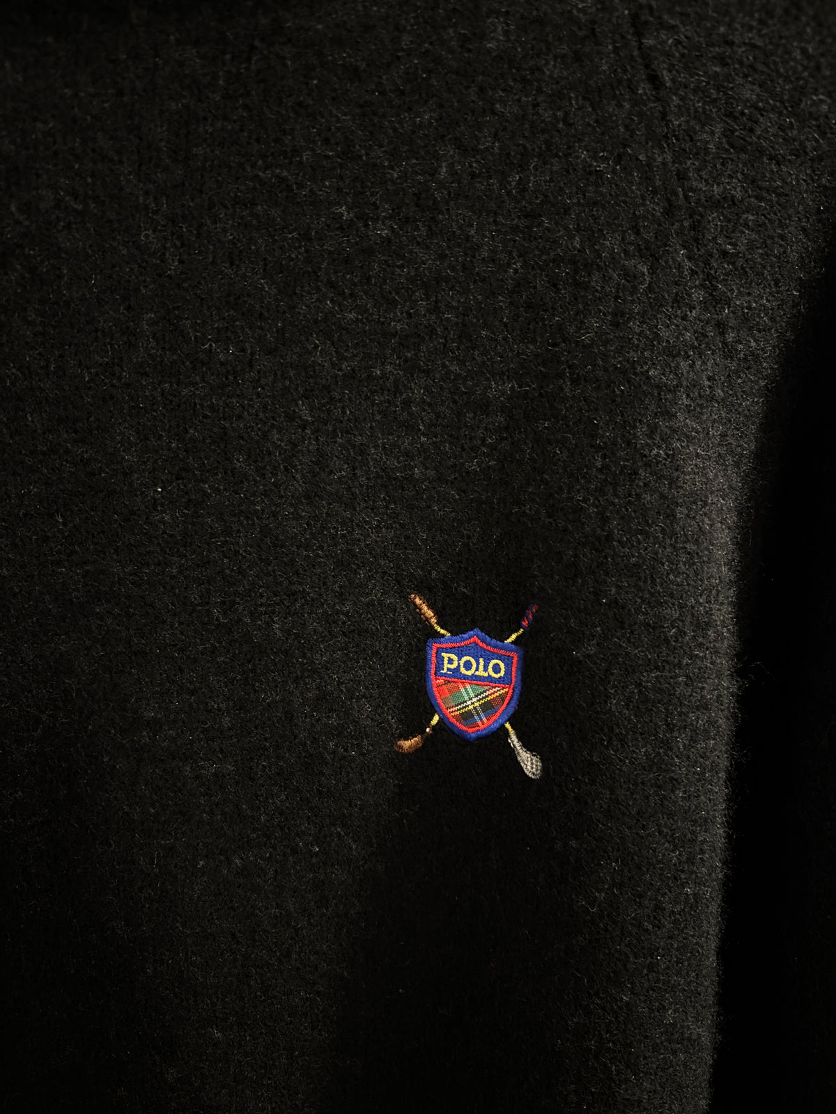 Vintage Polo Ralph Lauren Golf Club Logo Lambswool Sweater Black
