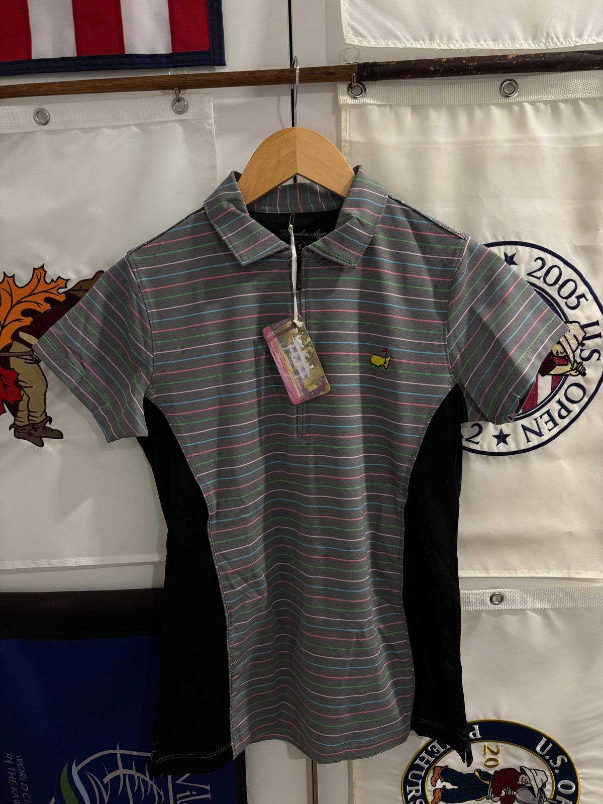 Masters Magnolia Lane Collection Augusta National Logo Gray Quarter Zip Polo