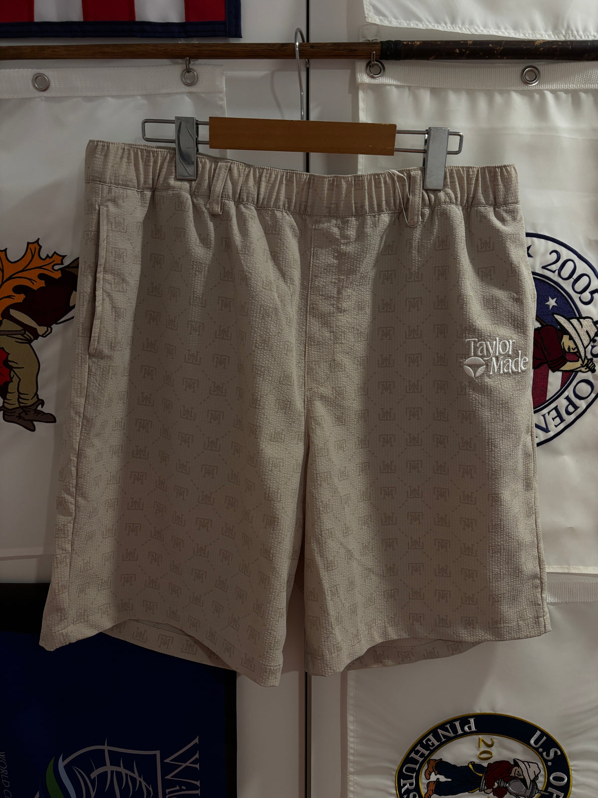 TaylorMade Classic Logo TM Monogram Shorts Beige