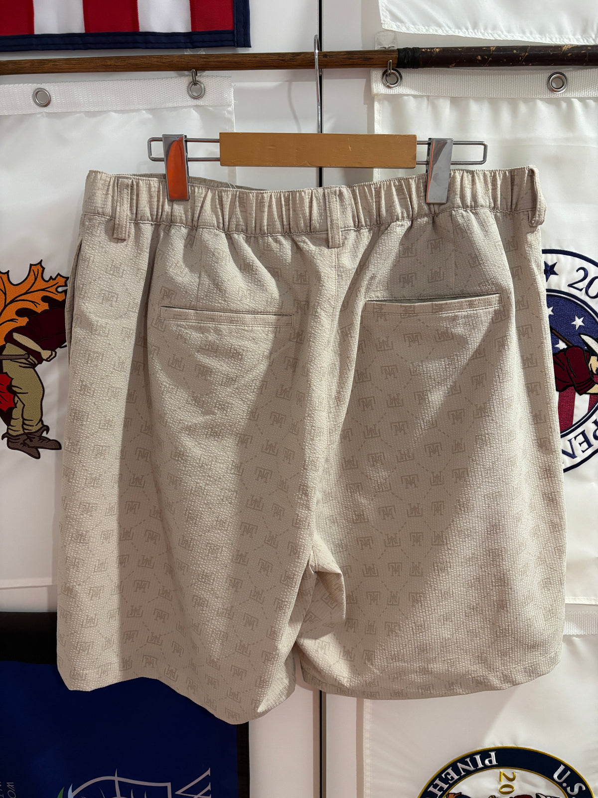 TaylorMade Classic Logo TM Monogram Shorts Beige