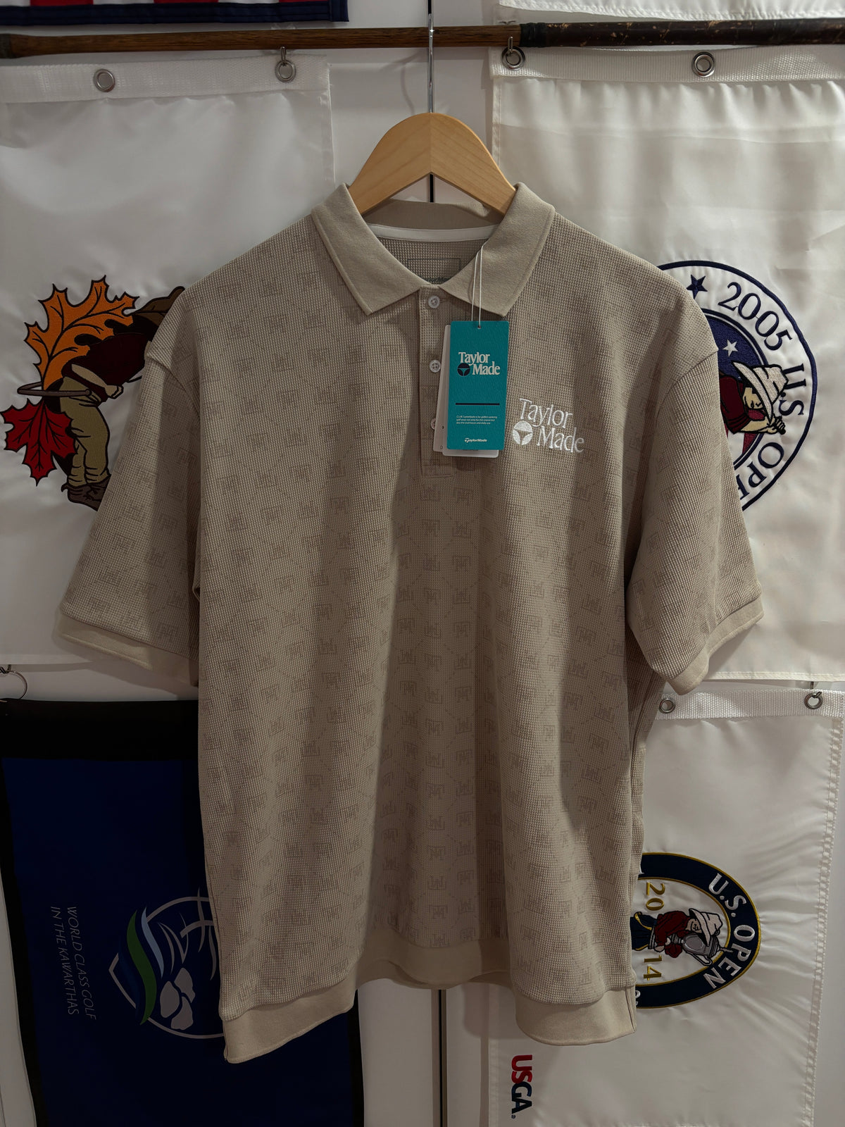 Taylormade Retro Classic Logo Polo TM Monogram Beige
