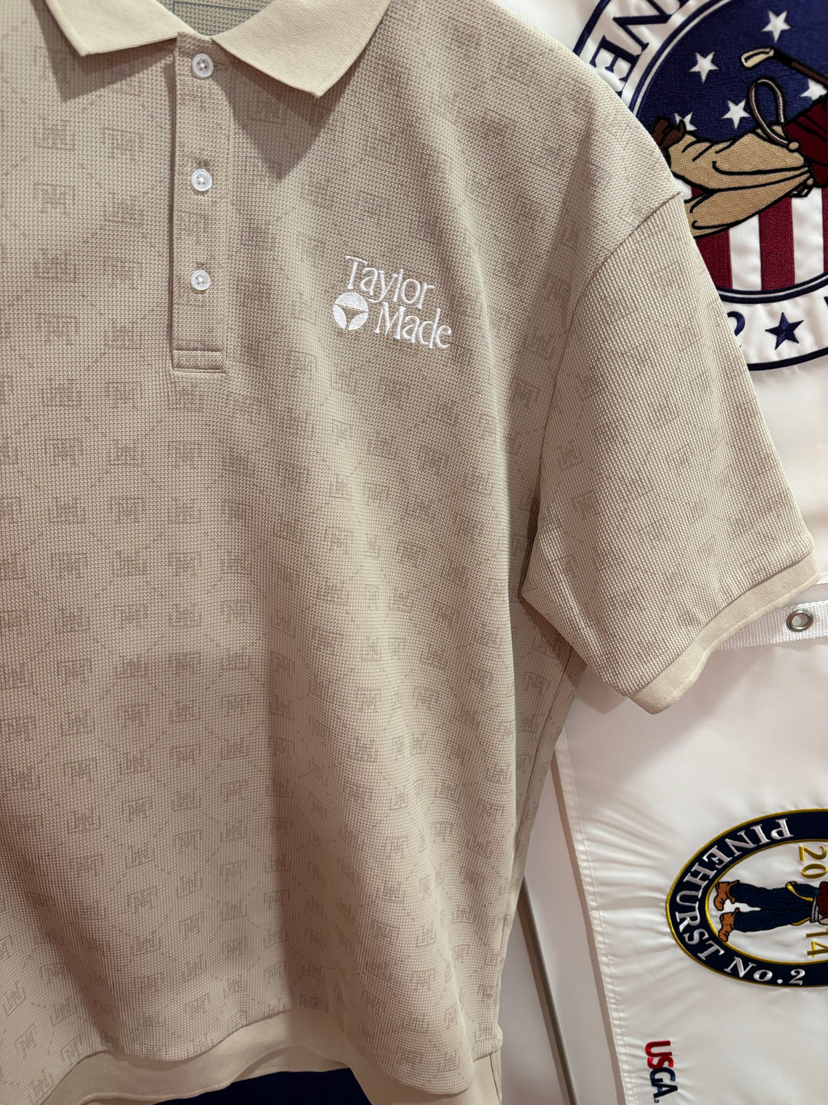 Taylormade Retro Classic Logo Polo TM Monogram Beige