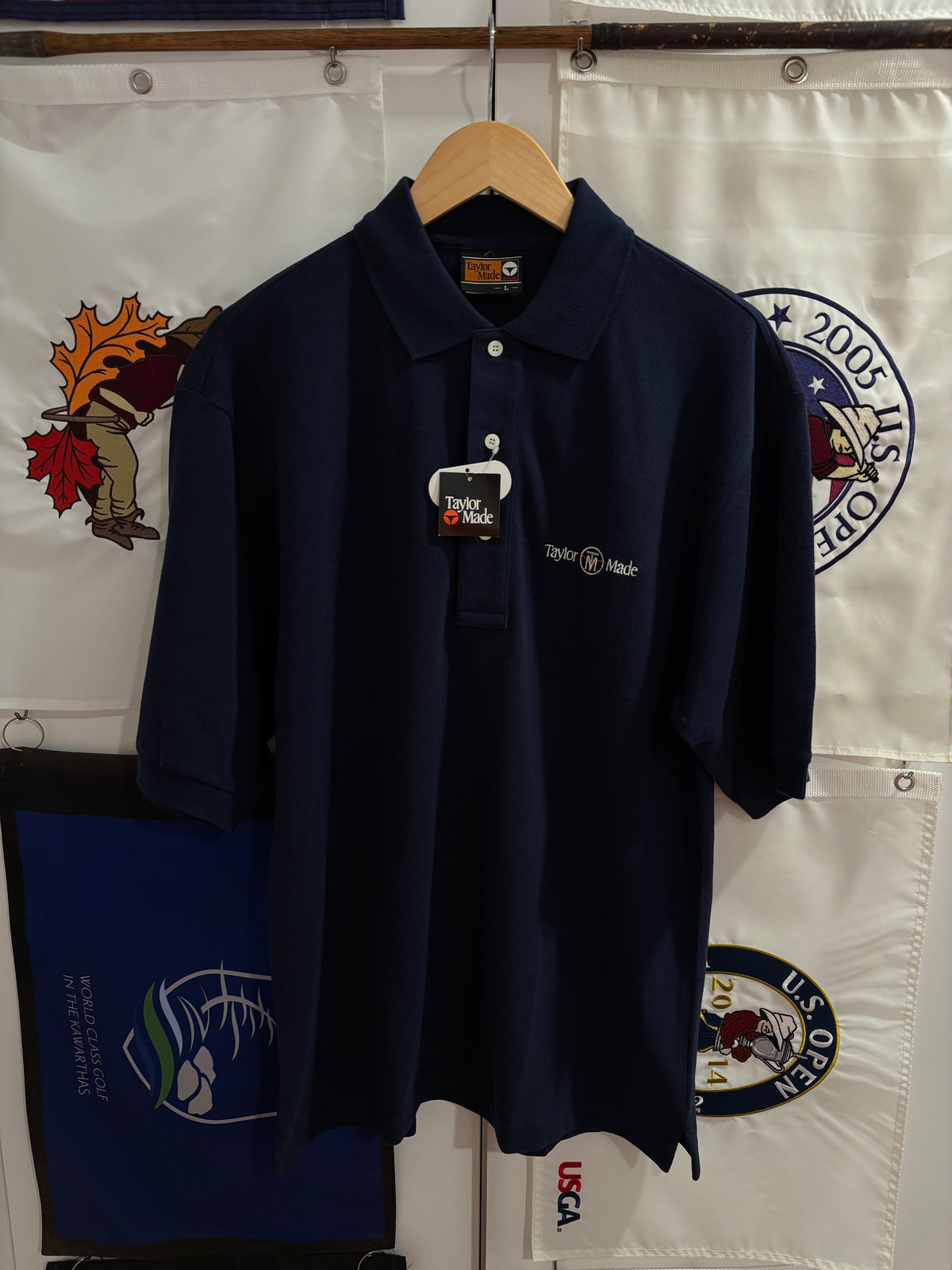 Vintage TaylorMade TM Script Logo Polo Shirt Navy