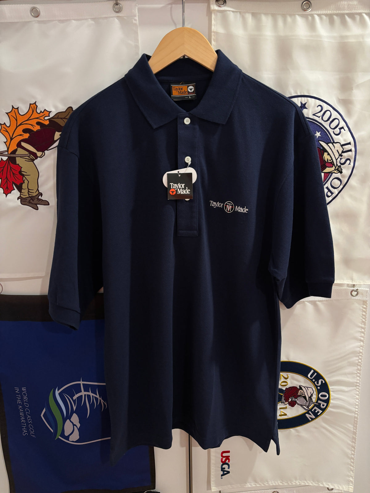 Vintage TaylorMade TM Script Logo Polo Shirt Navy