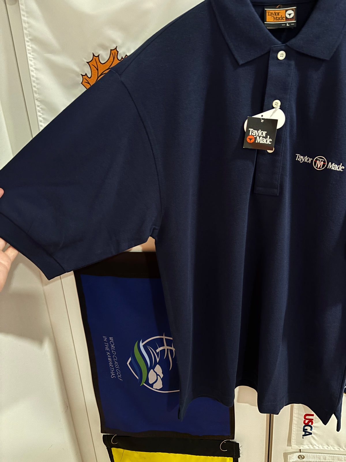 Vintage TaylorMade TM Script Logo Polo Shirt Navy