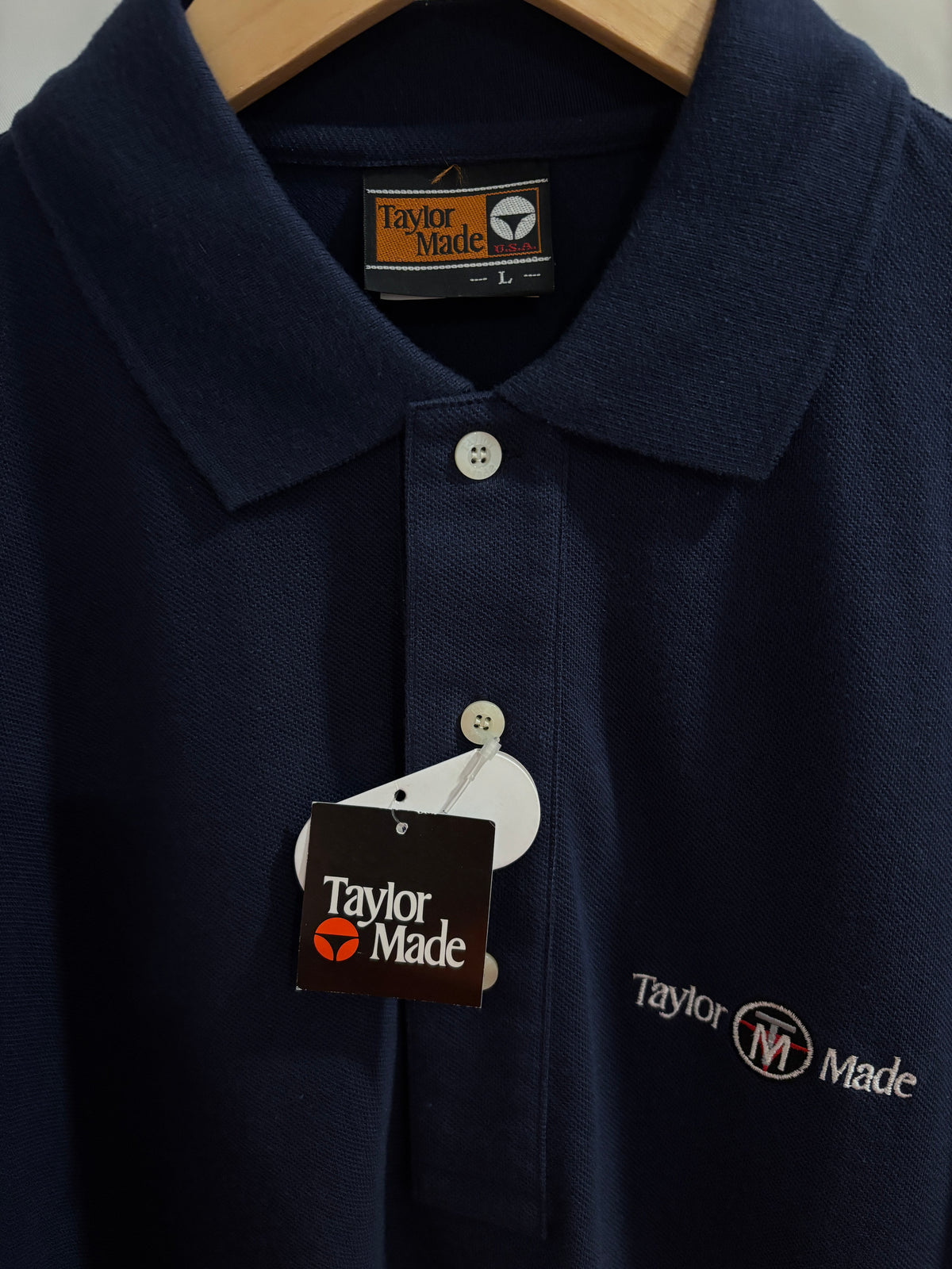 Vintage TaylorMade TM Script Logo Polo Shirt Navy