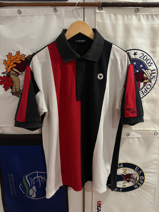 Vintage TaylorMade T Classic Logo Polo Striped Shirt Red/White/Black