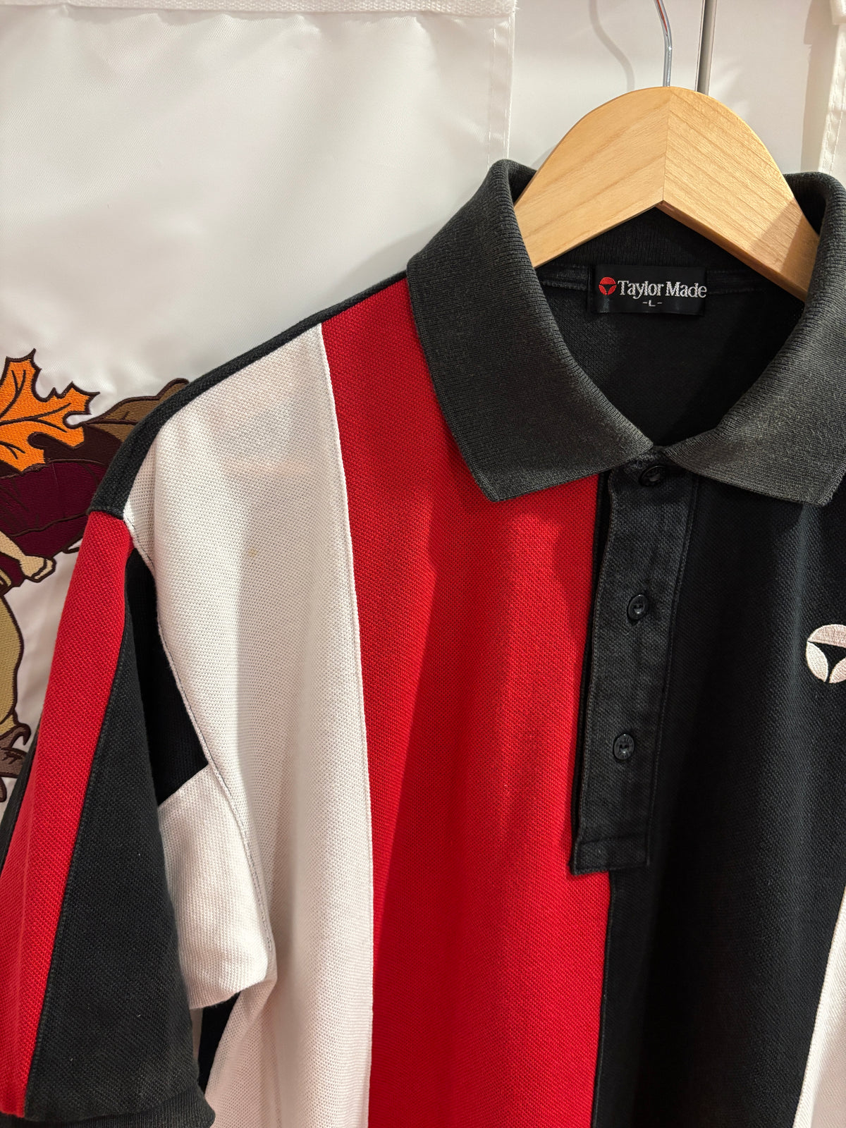 Vintage TaylorMade T Classic Logo Polo Striped Shirt Red/White/Black