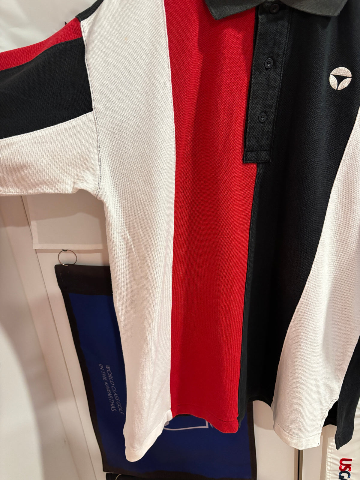 Vintage TaylorMade T Classic Logo Polo Striped Shirt Red/White/Black