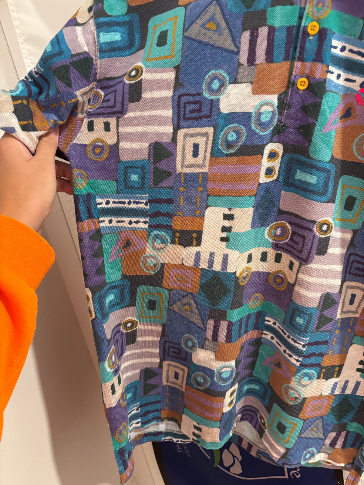 Vintage TaylorMade Classic Logo Polo Abstract All Over Pattern