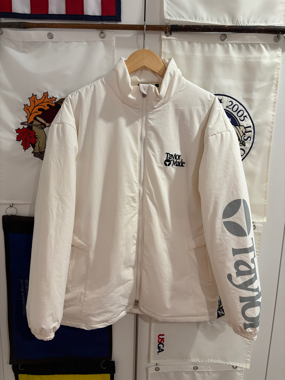 2020s TaylorMade Retro Classic Logo Puffer Jacket White