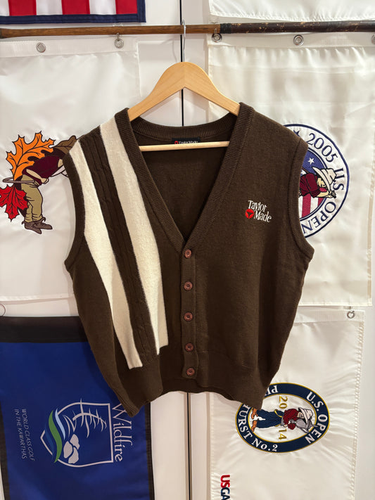 1990s Vintage TaylorMade Classic Logo Wool Knit Sweater Brown/White