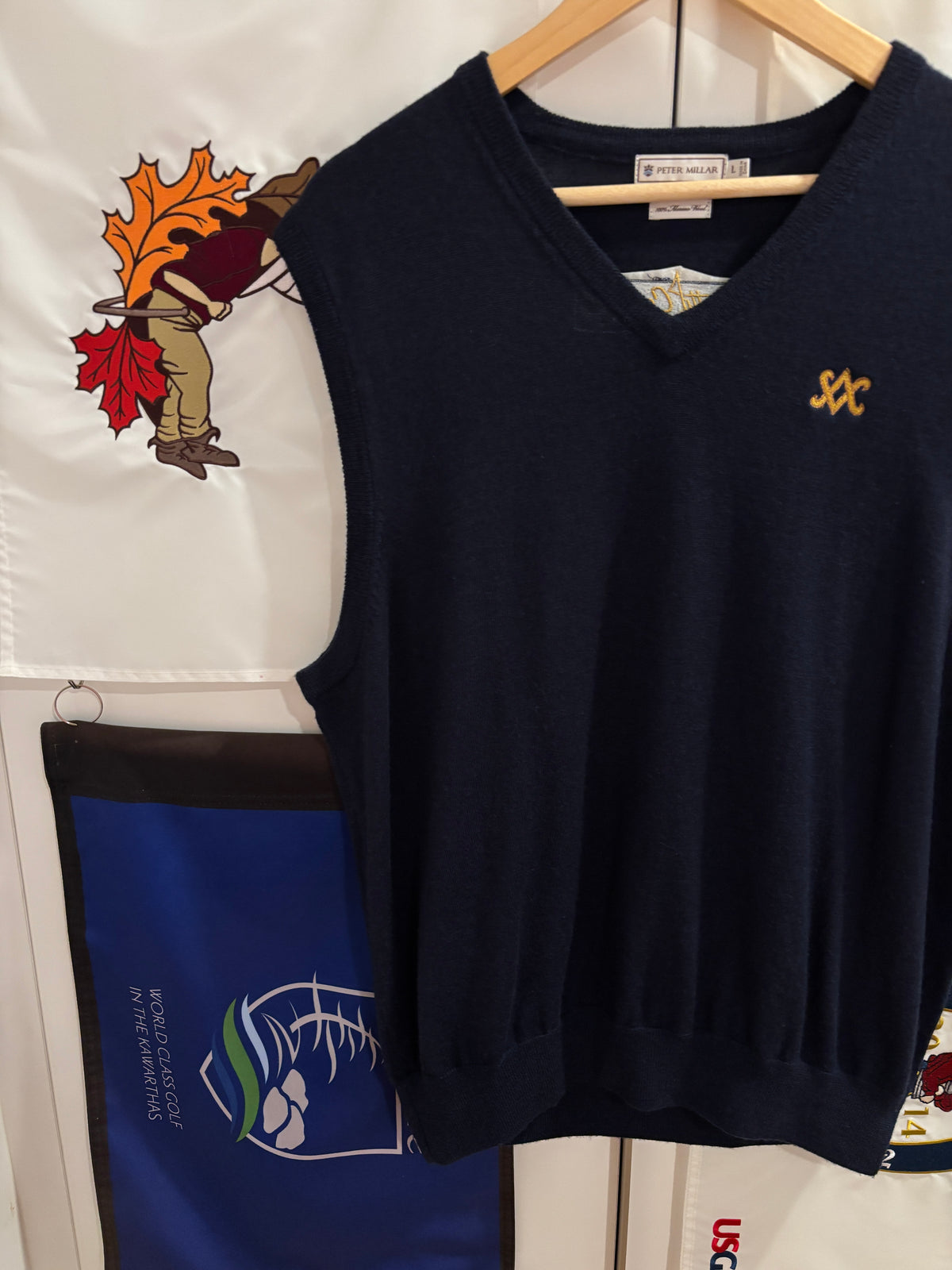 2000s Scotty Cameron Peter Millar SC Logo Wool Sweater Navy