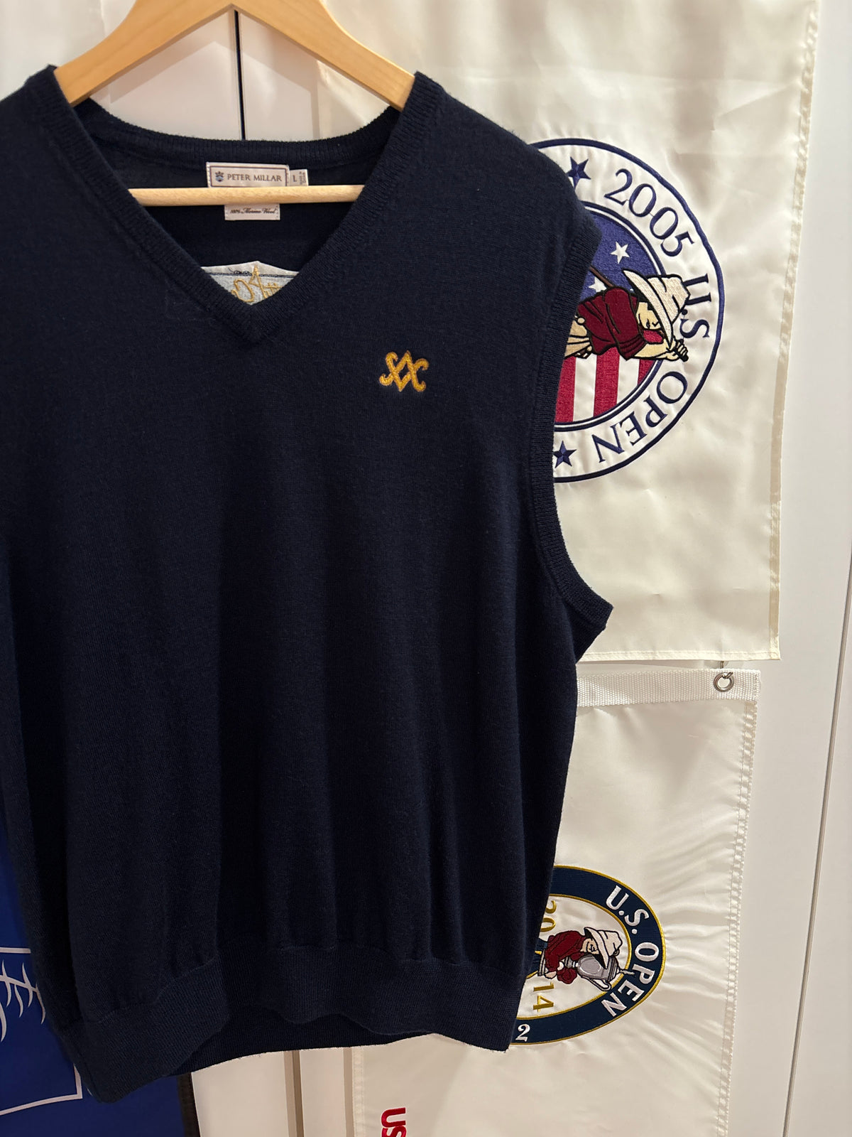 2000s Scotty Cameron Peter Millar SC Logo Wool Sweater Navy