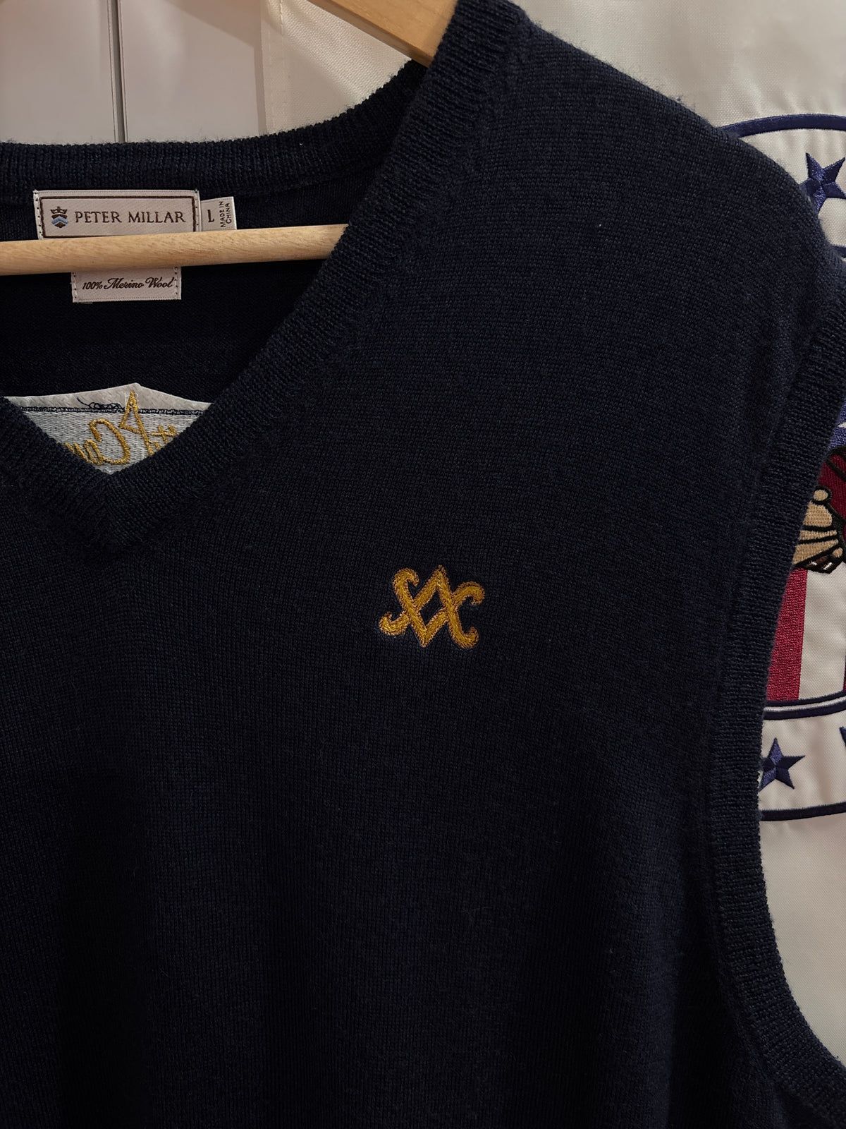 2000s Scotty Cameron Peter Millar SC Logo Wool Sweater Navy