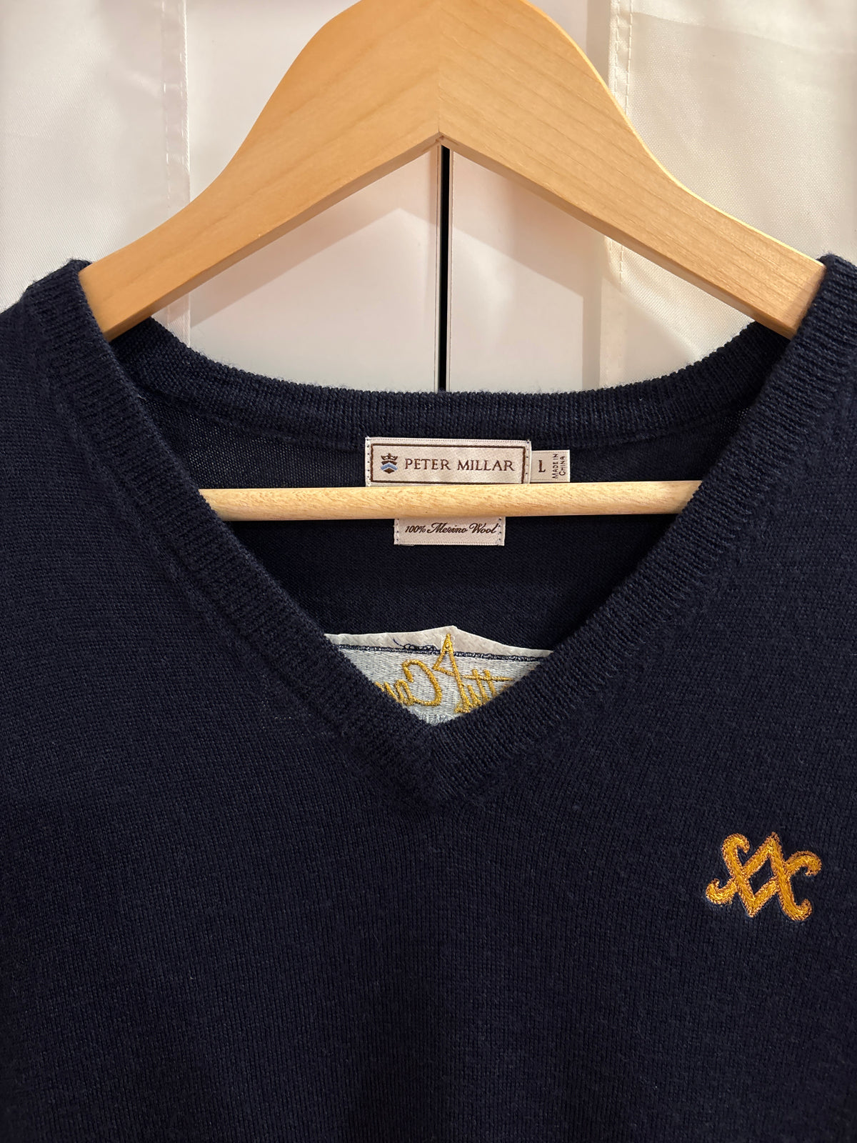 2000s Scotty Cameron Peter Millar SC Logo Wool Sweater Navy