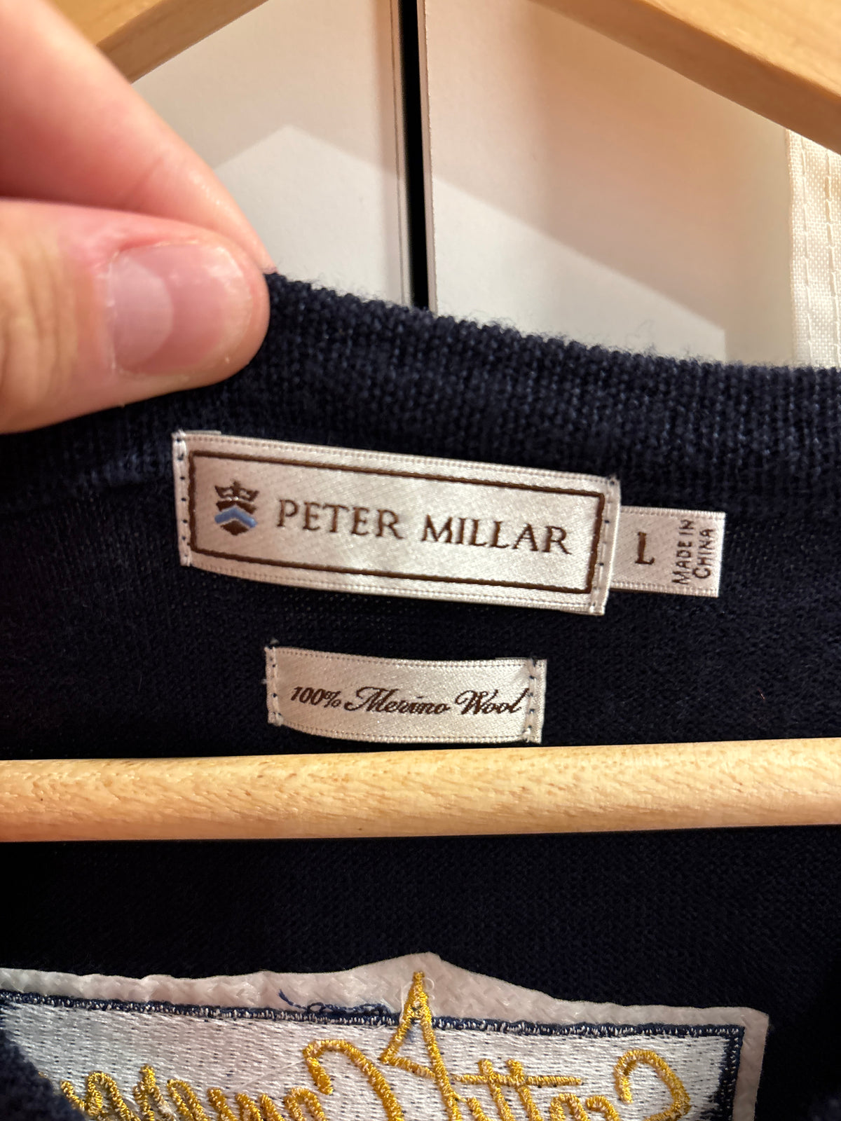 2000s Scotty Cameron Peter Millar SC Logo Wool Sweater Navy