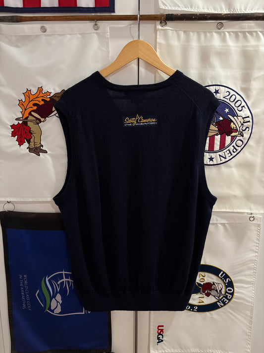 2000s Scotty Cameron Peter Millar SC Logo Wool Sweater Navy