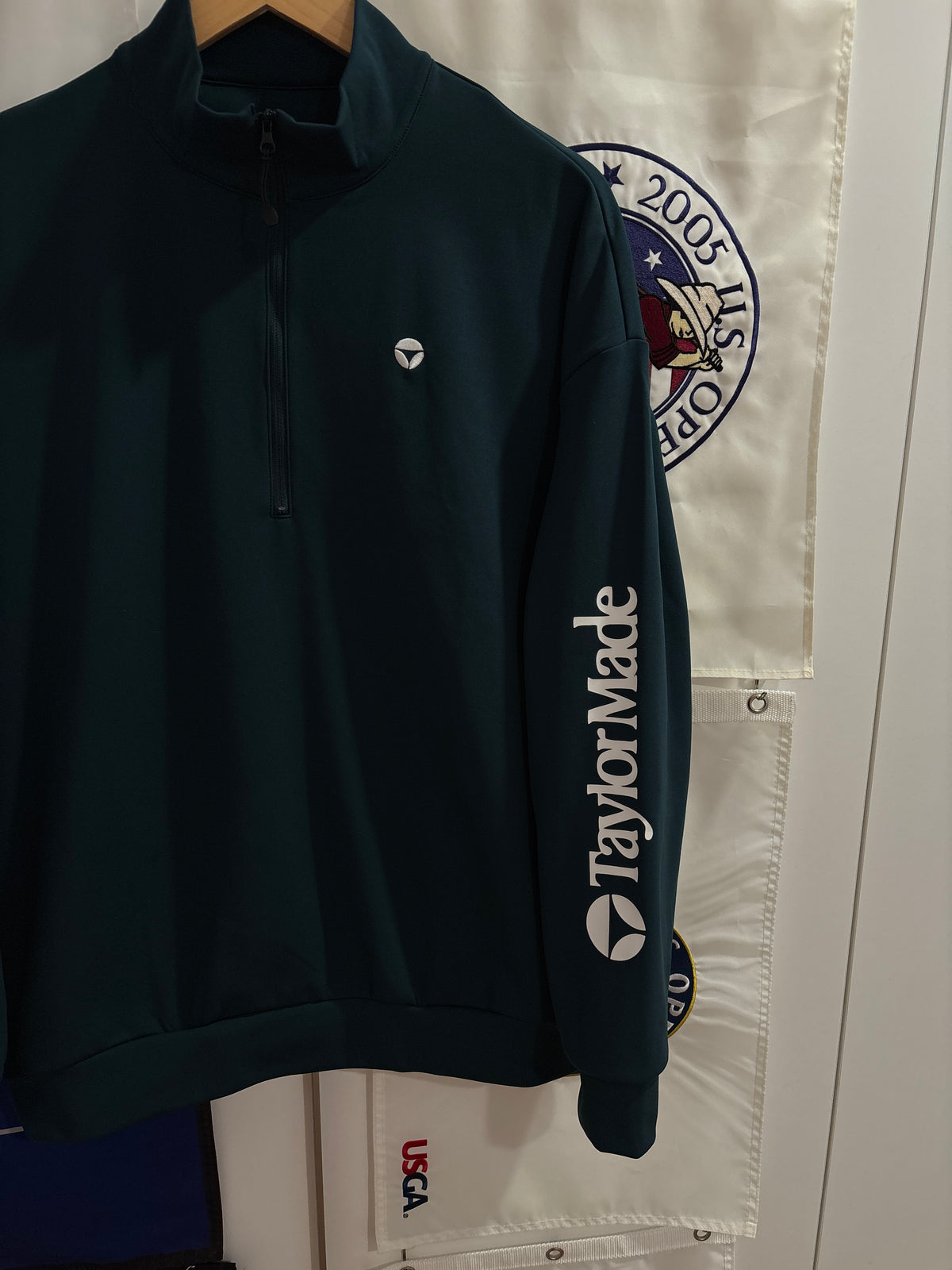 2020s TaylorMade Retro Classic Logo Quarter Zip Dark Green