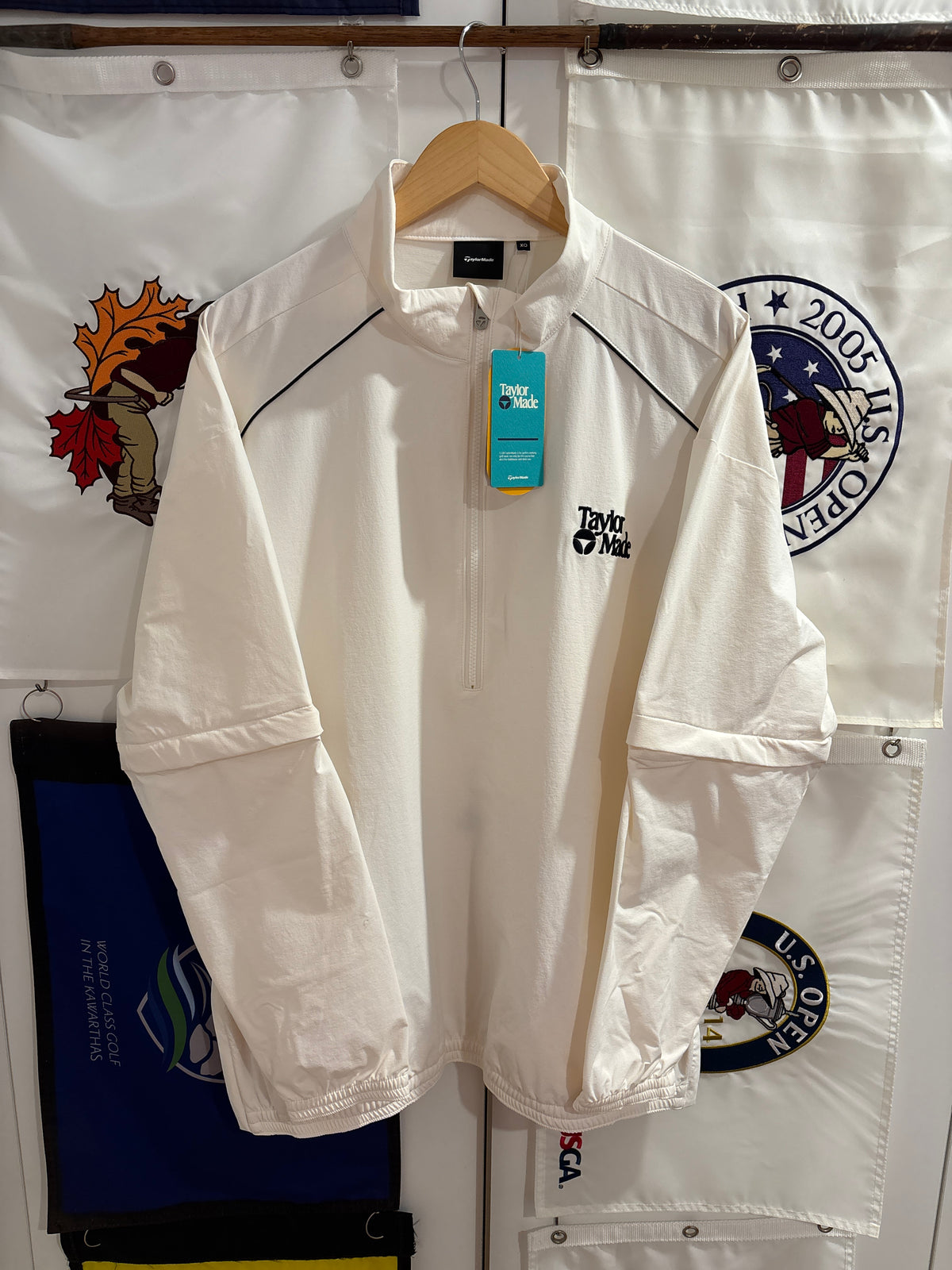 2020s TaylorMade Retro Classic Logo Half Zip Windbreaker Jacket White